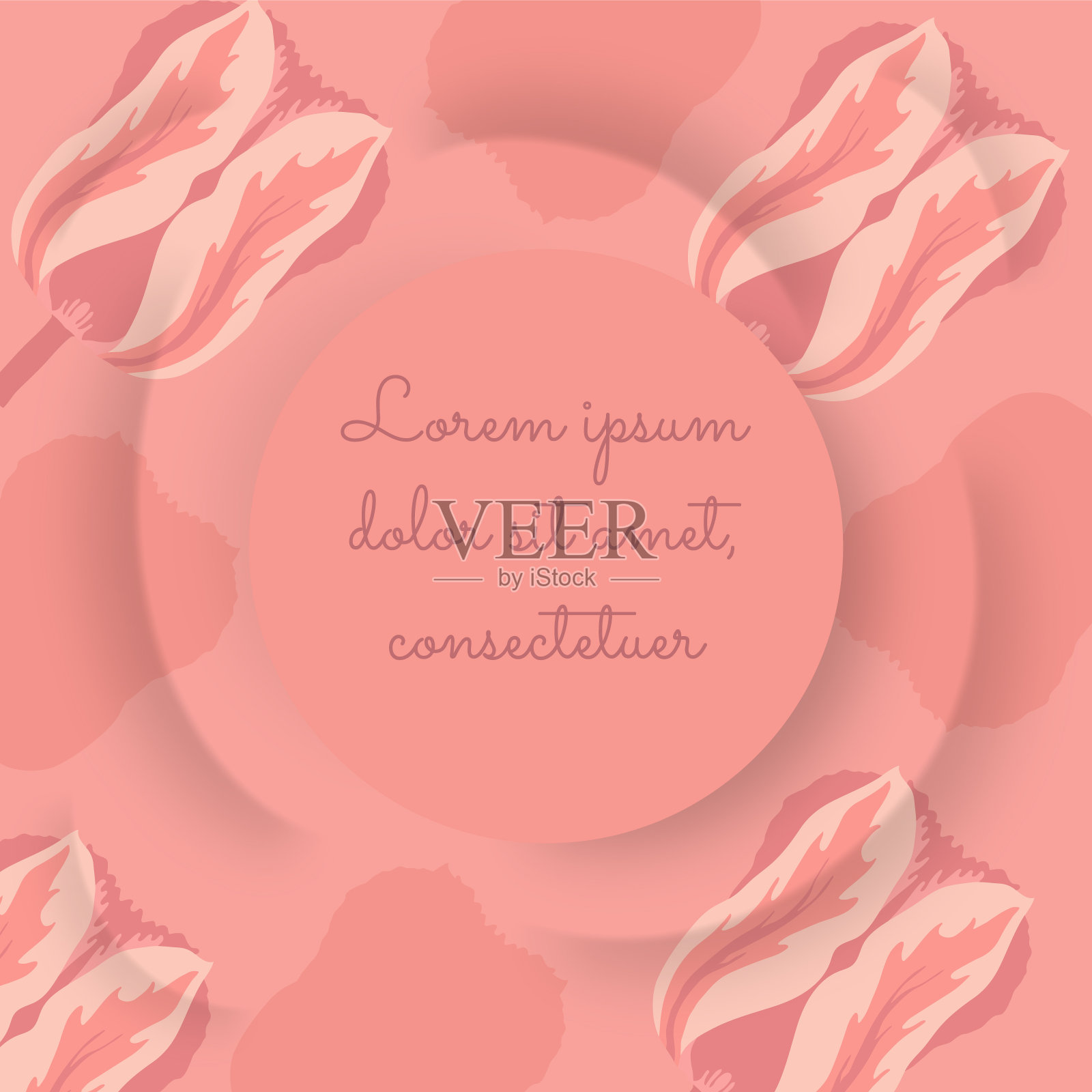 抽象的同心背景与郁金香花插画图片素材