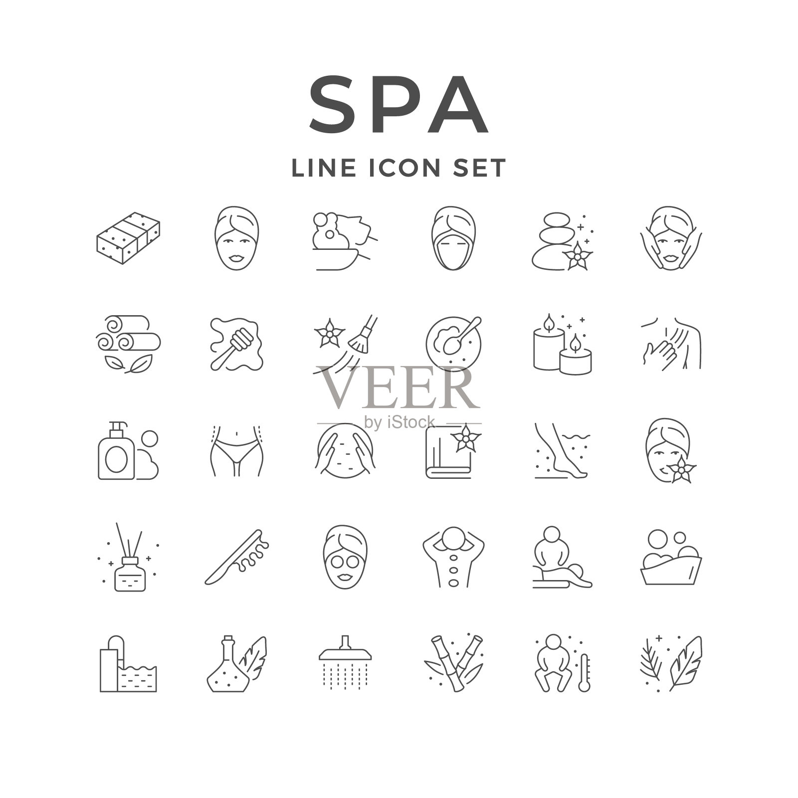 设置水疗中心的线条图标图标素材