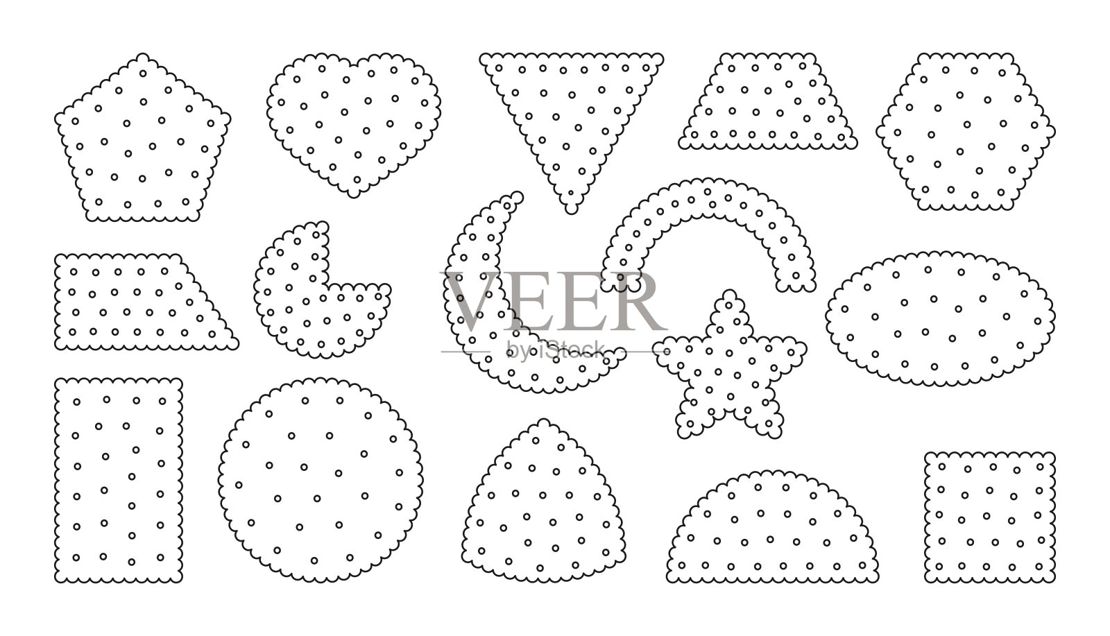 黑线饼干零食饼干图标设置矢量设计元素图片