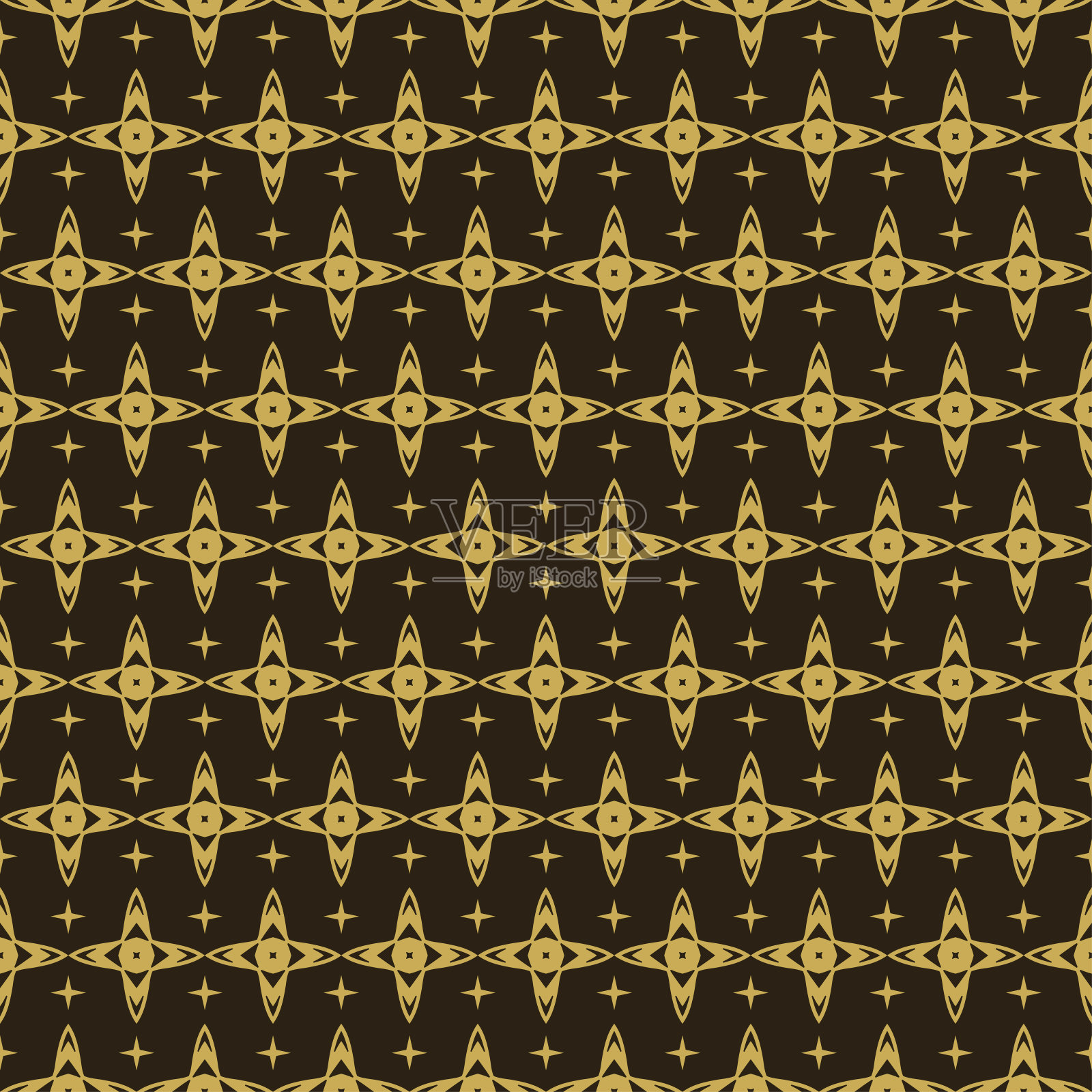 抽象的背景图案金色装饰装饰在黑色的背景，壁纸。无缝模式,纹理。矢量图插画图片素材