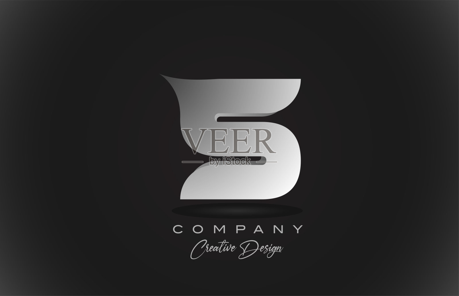 S白色渐变字母标志图标与黑色背景。商业和企业的创意设计插画图片素材