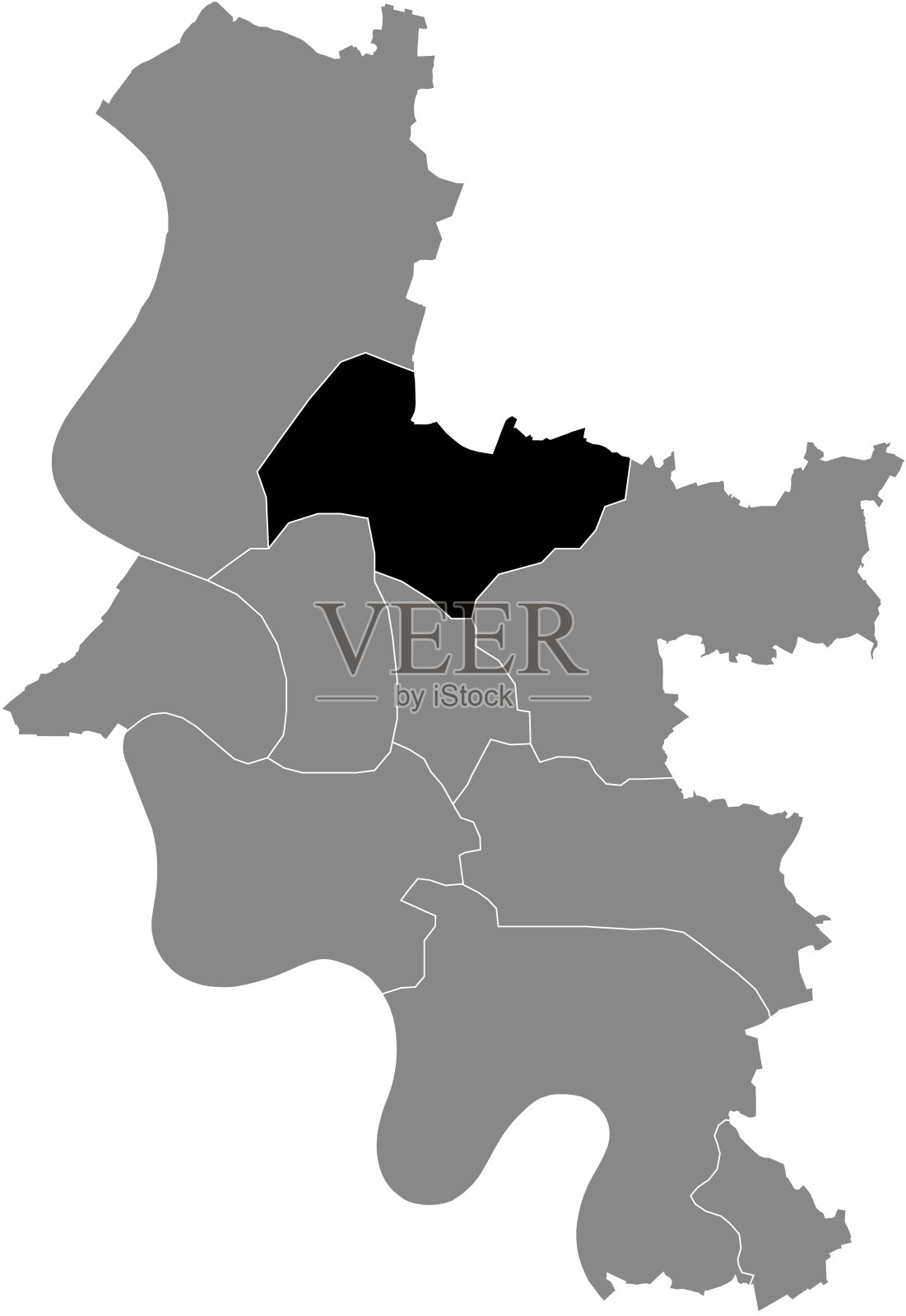 德国的Stadtbezirk 6区Düsseldorf的位置地图插画图片素材