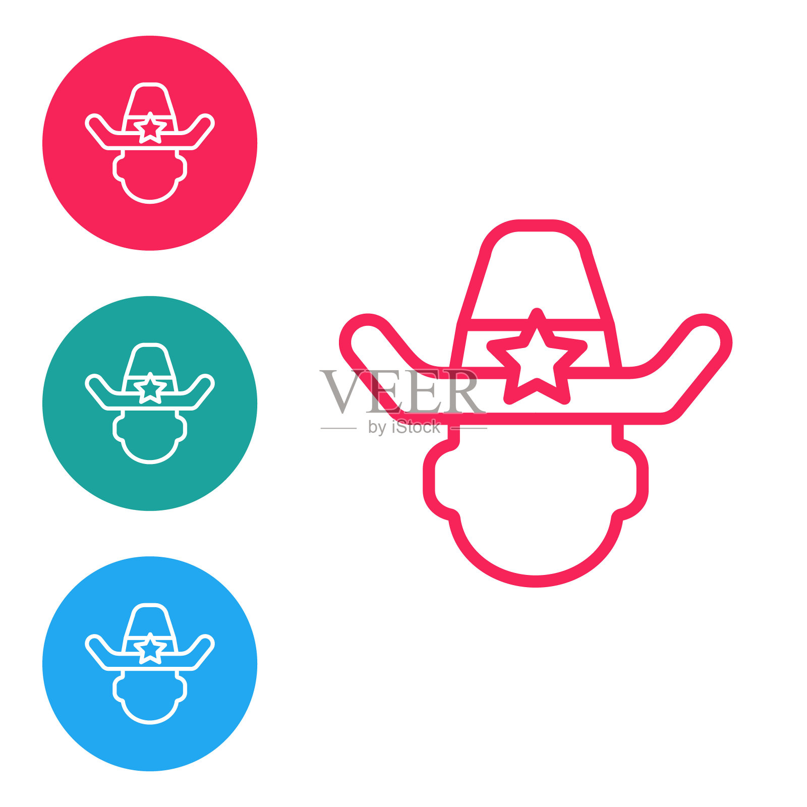 警长牛仔帽星形徽章白色背景图标图标素材