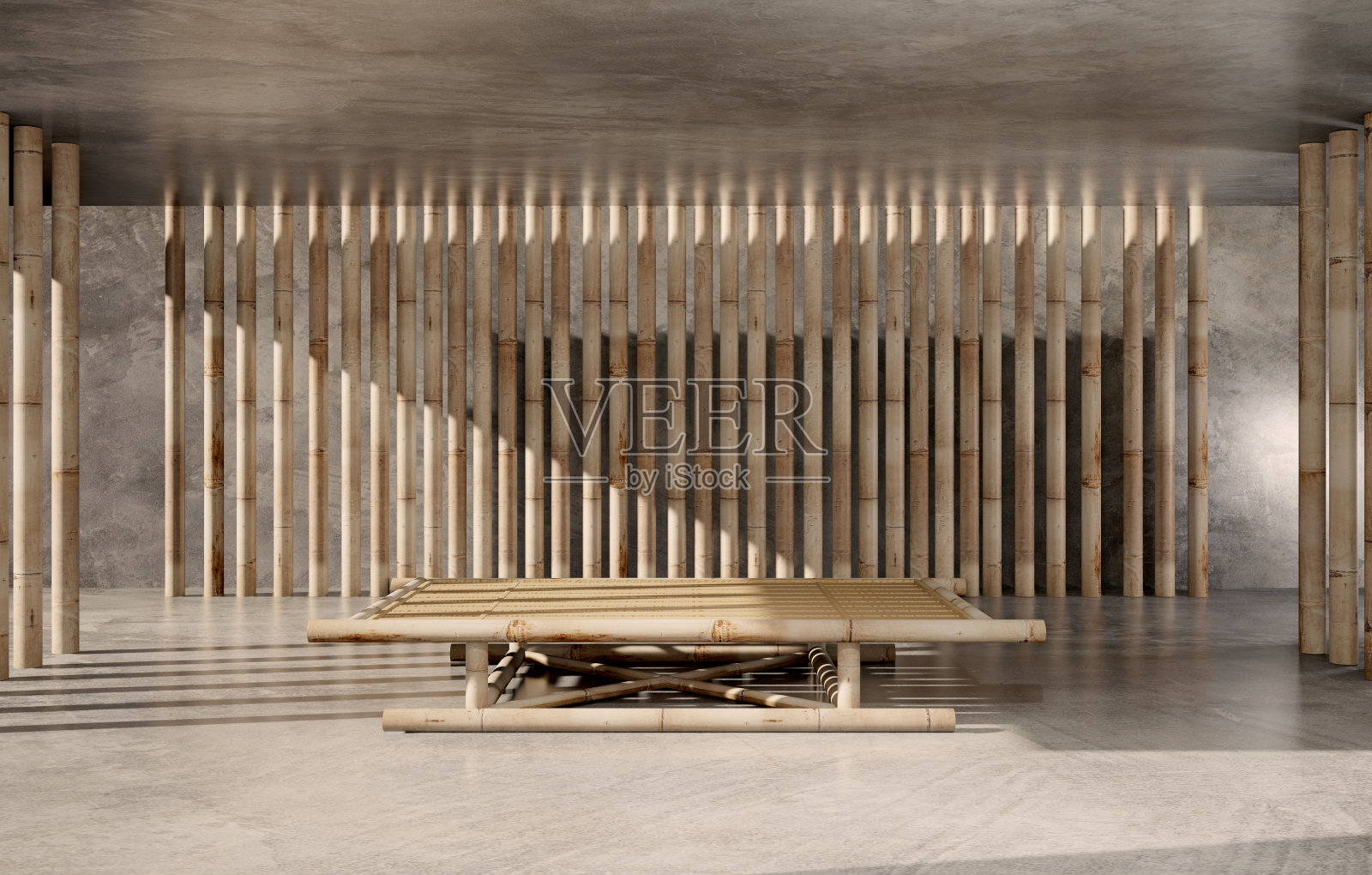 标题:展示，设计平台，木制品和阳光的空白产品架。3 d渲染。照片摄影图片