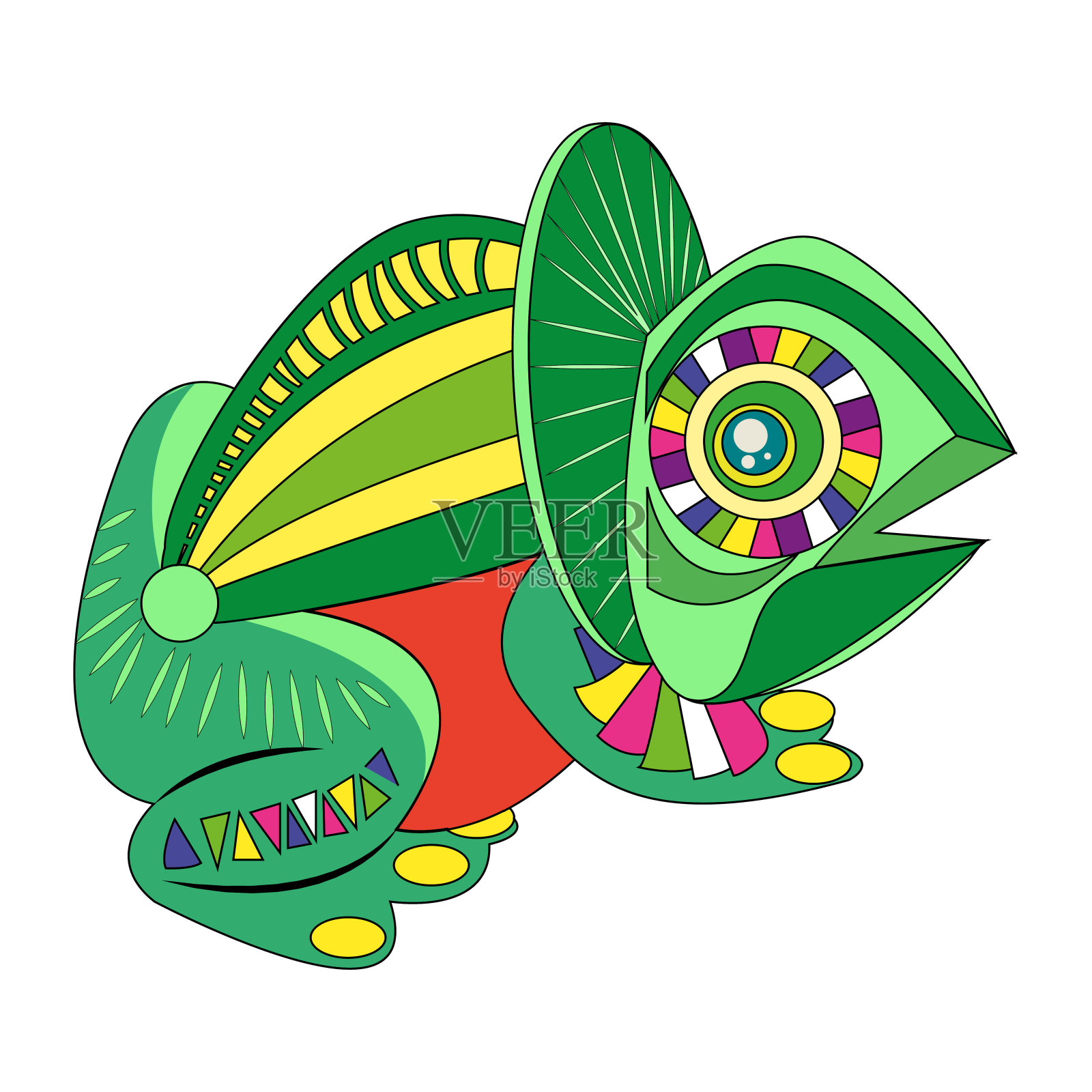 孤立的墨西哥鬣蜥阿莱布里耶特征插画图片素材