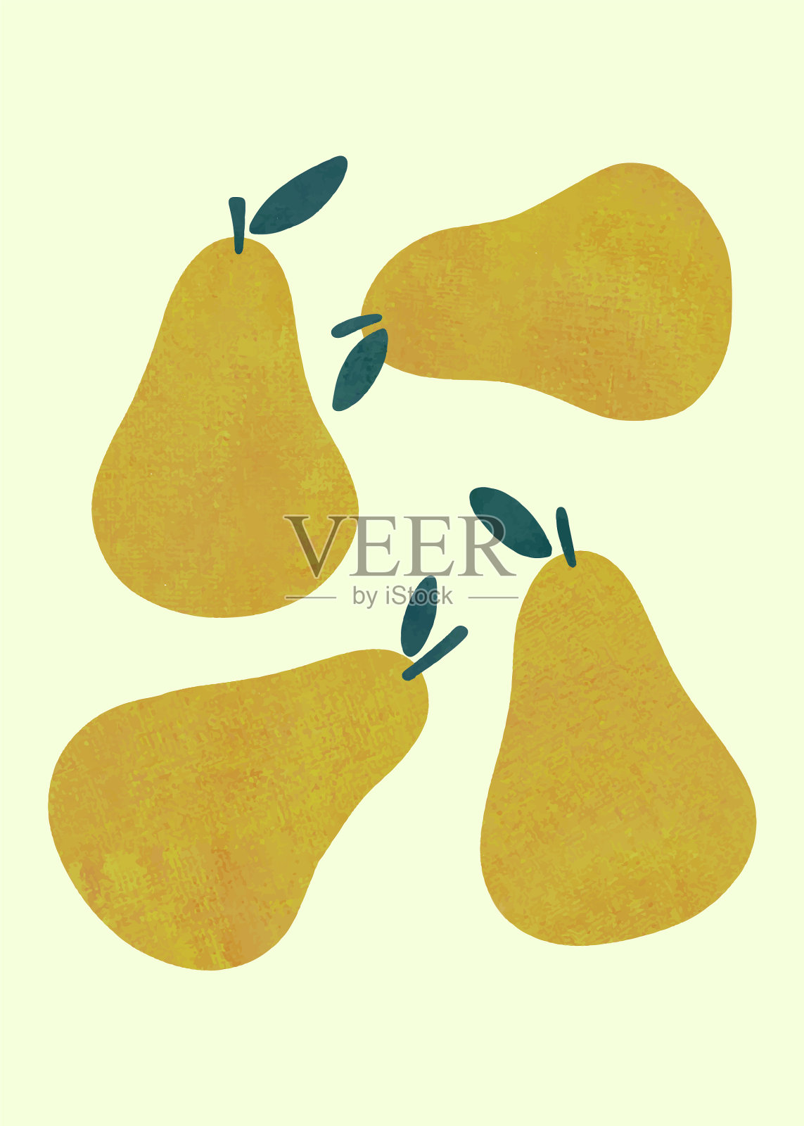 抽象手画梨抽象水果波希米亚插画图片素材