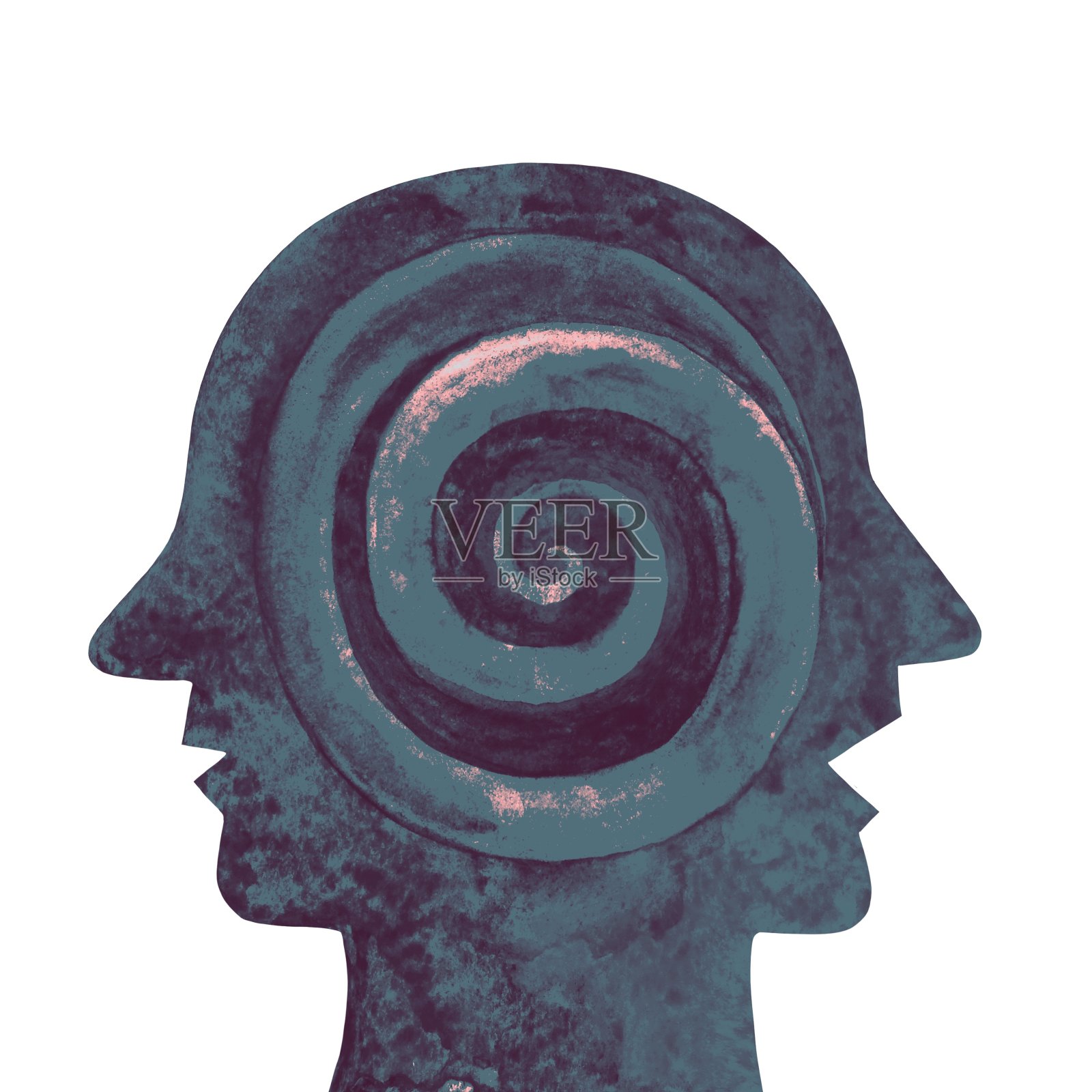 图形水彩插画交流。心灵感应插画图片素材