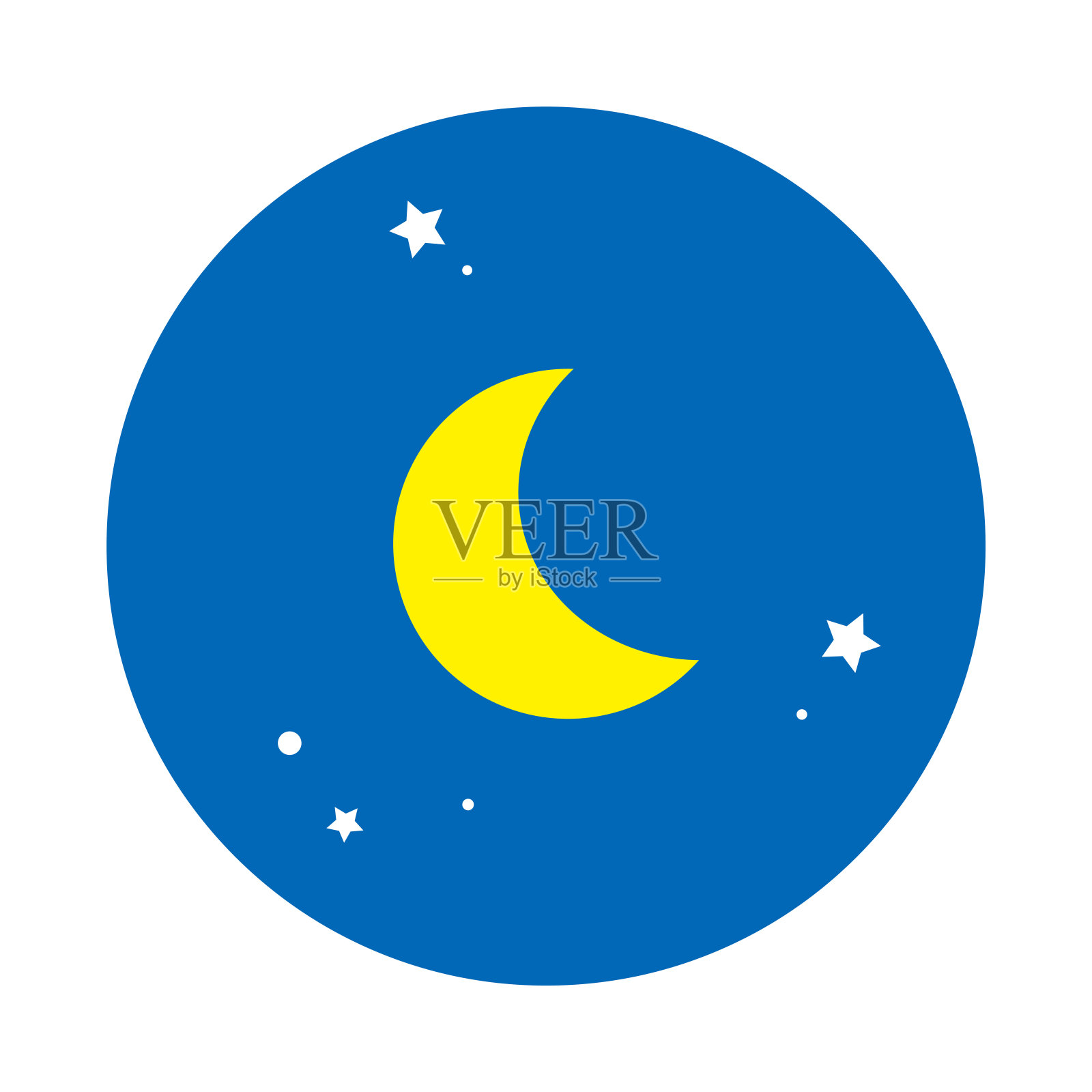 圆圆的月亮，夜空(蓝色油漆)插画图片素材