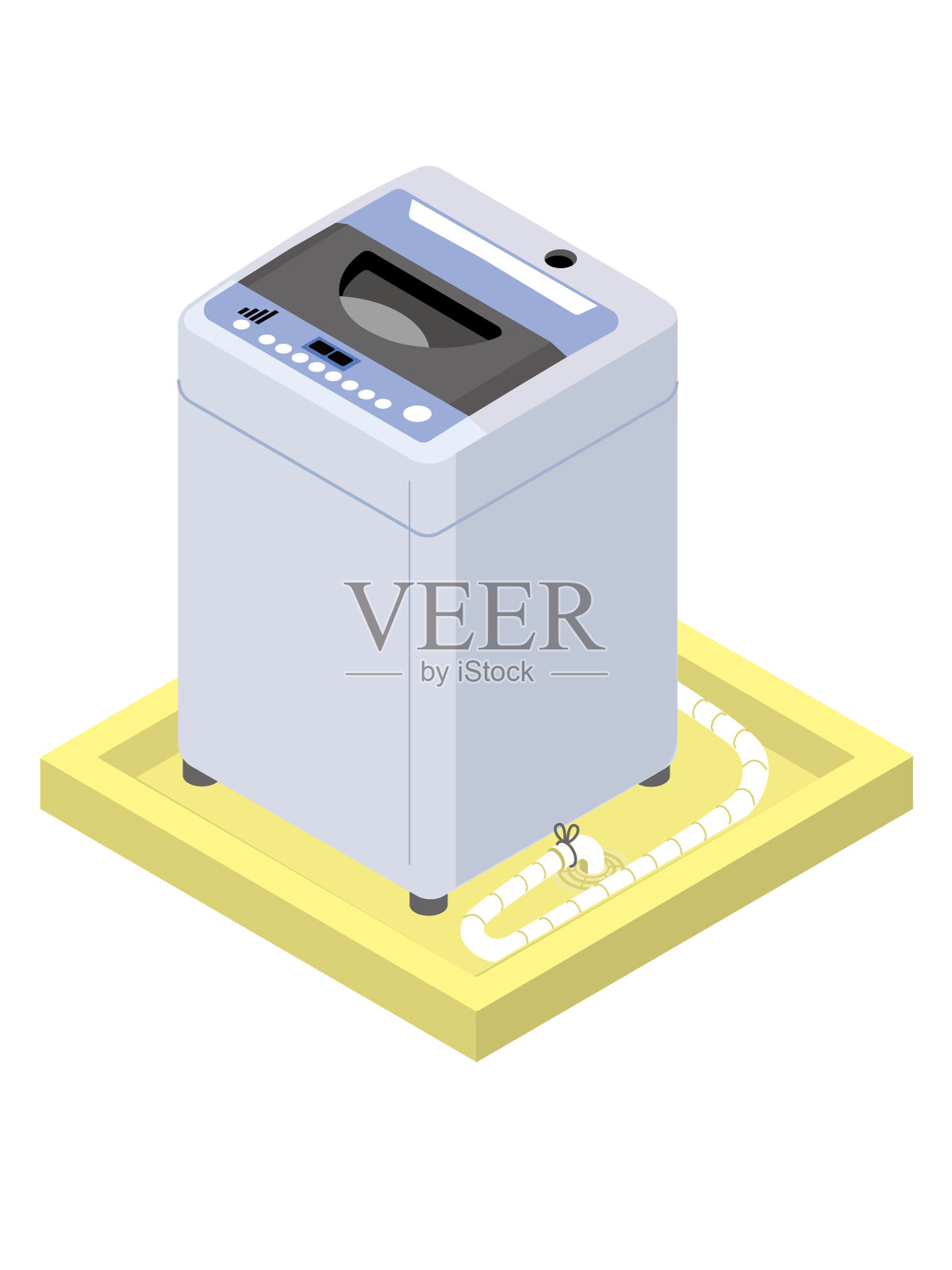 全自动洗衣机安装在排水车上插画图片素材