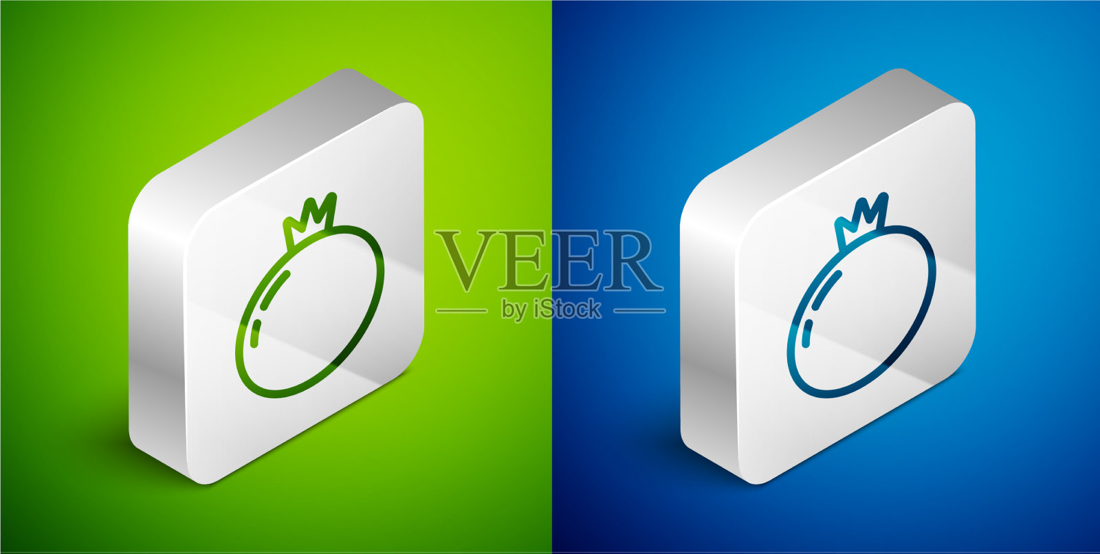 等距线番茄图标孤立在绿色和图标素材