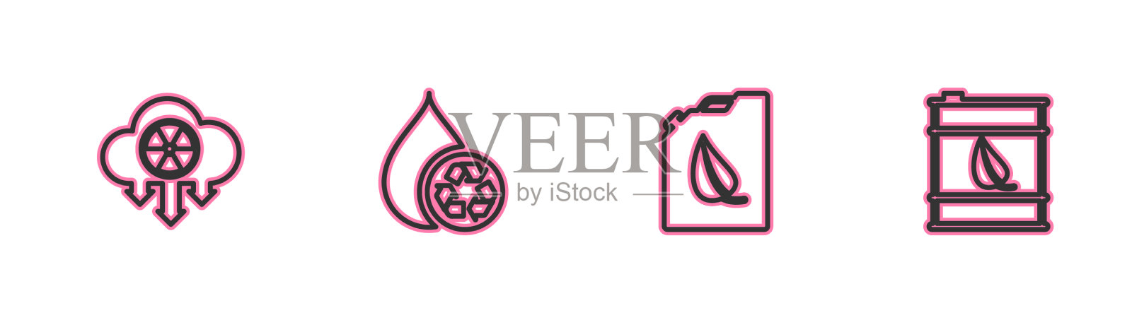 设置酸雨和放射性云生物燃料图标素材