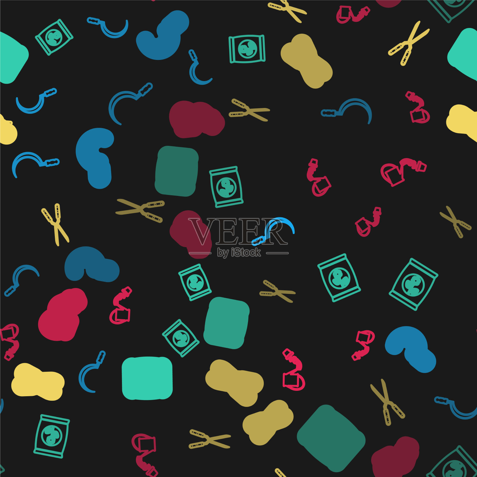 设行镰刀施肥袋园艺插画图片素材