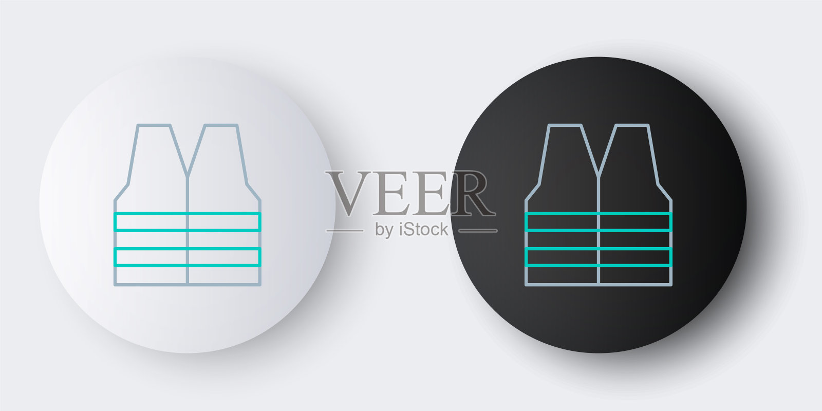 线安全背心图标孤立在灰色背景。色彩斑斓的轮廓的概念。向量插画图片素材