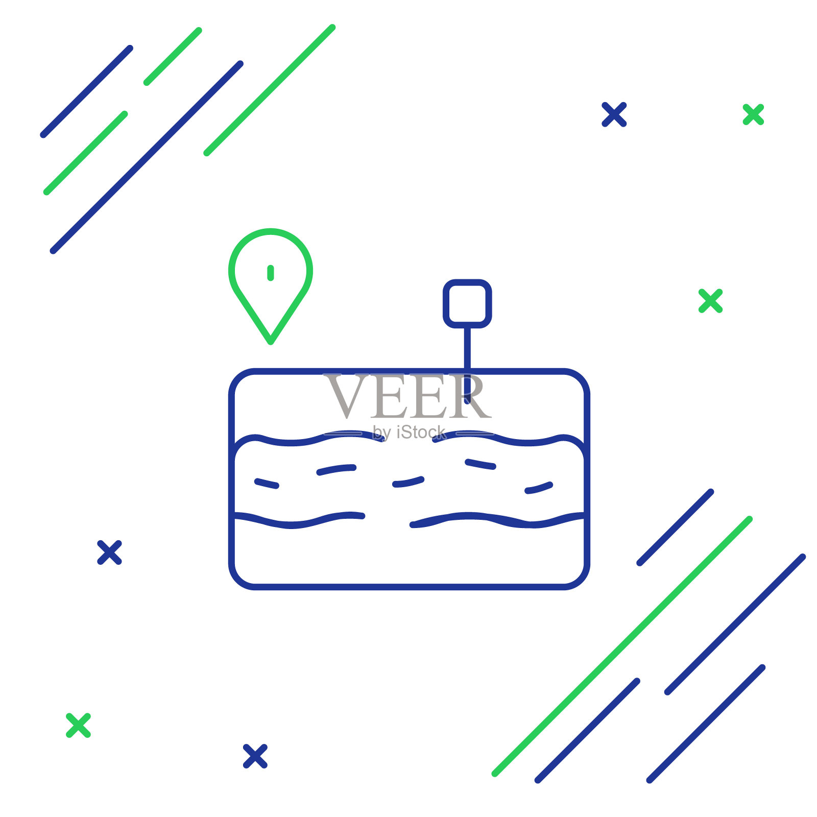 白色背景上的断裂道路轮廓图标矢量图插画图片素材