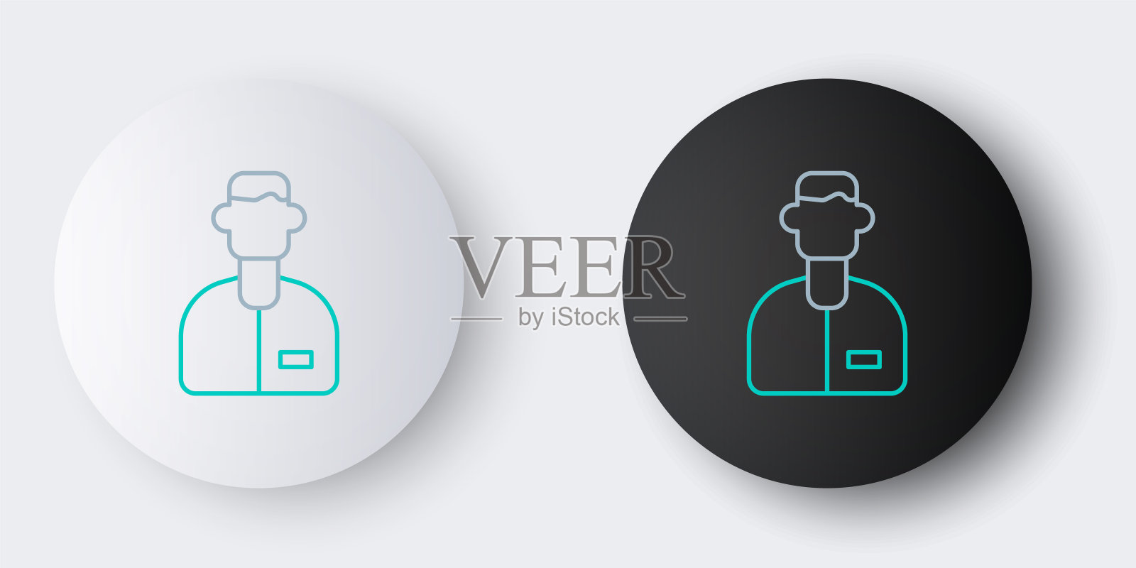 实验室助理图标孤立在灰色背景上。色彩斑斓的轮廓的概念。向量图标素材