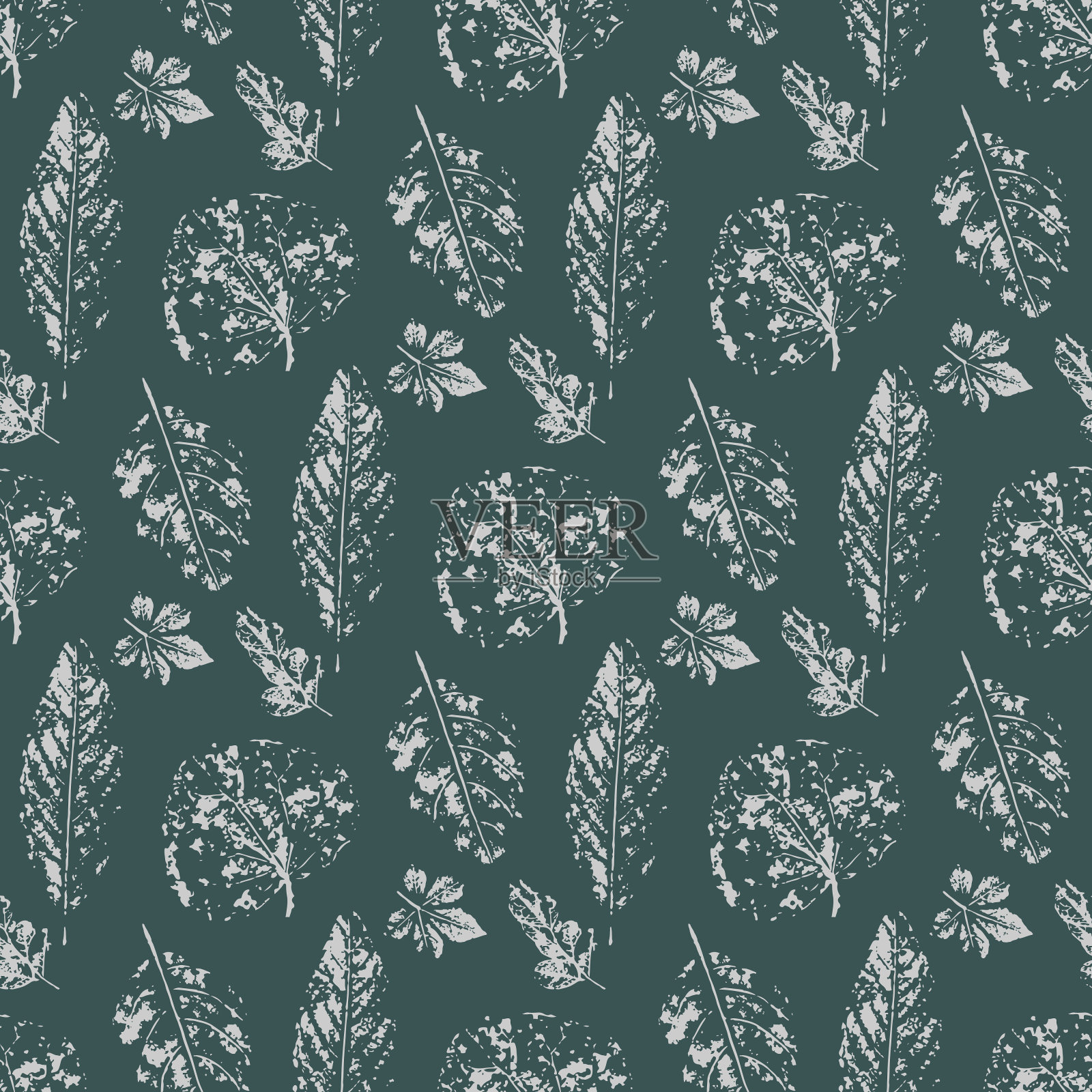 秋叶邮票无缝图案背景，矢量插画图片素材