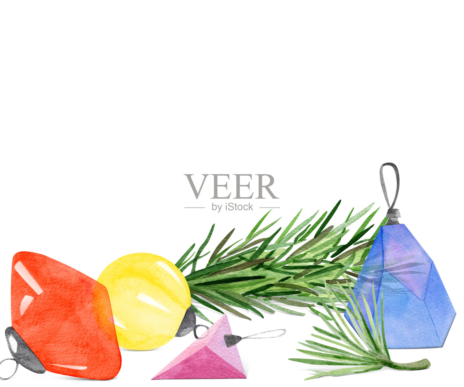 水彩的圣诞装饰。插画图片素材