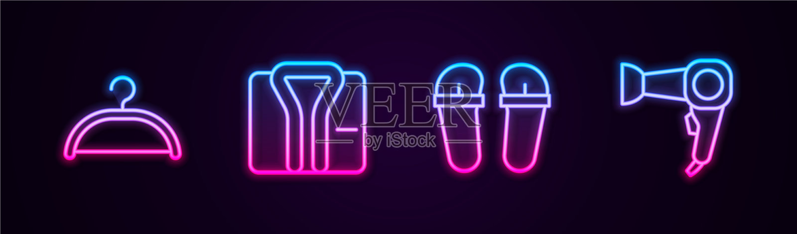 设线、衣架、衣柜、浴袍、人字拖等图标素材