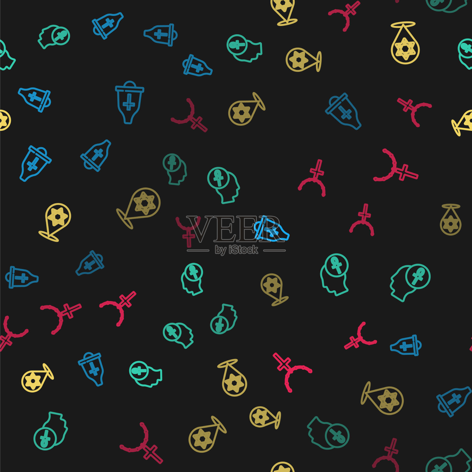 立线教堂钟十字十字星大卫图标素材