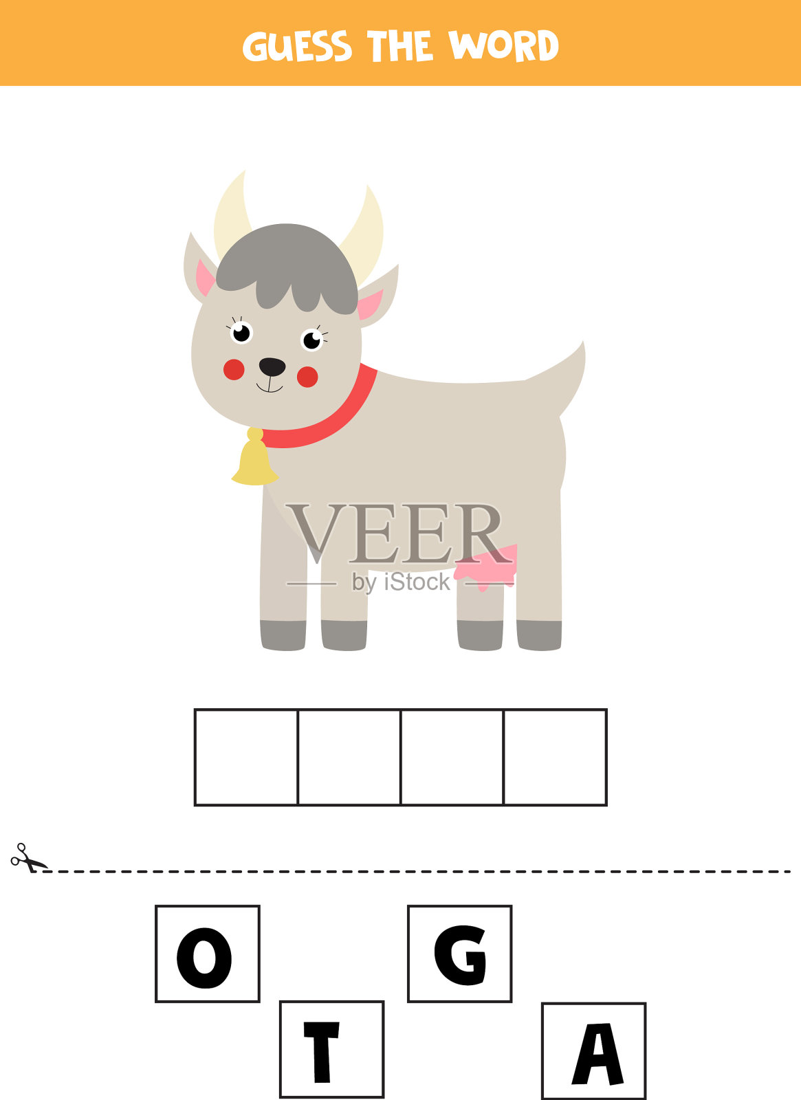 拼字游戏的孩子卡通可爱的山羊插画图片素材