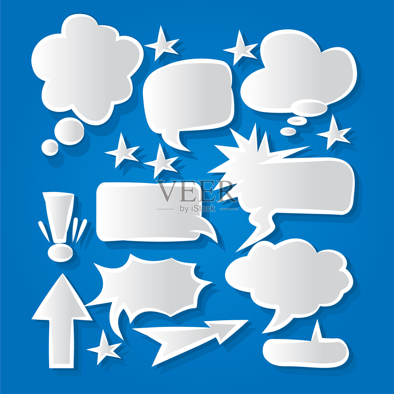 漫画演讲气泡图标收集颜色插画图片素材