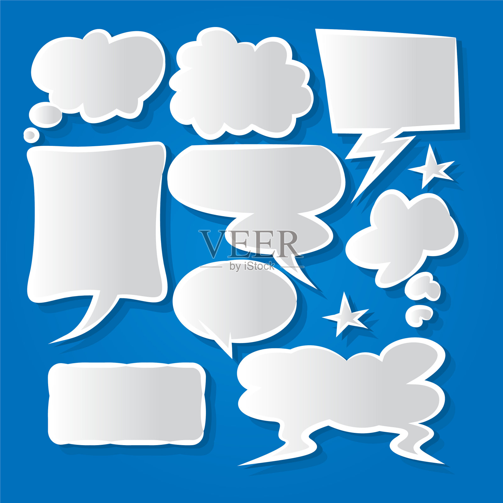 漫画演讲气泡图标收集颜色插画图片素材