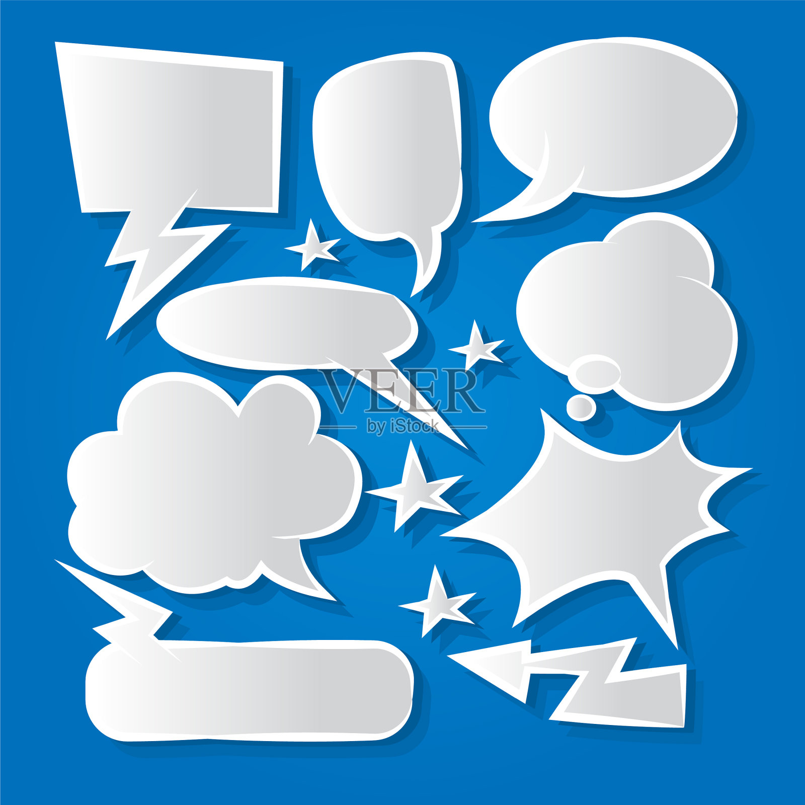 漫画演讲气泡图标收集颜色插画图片素材