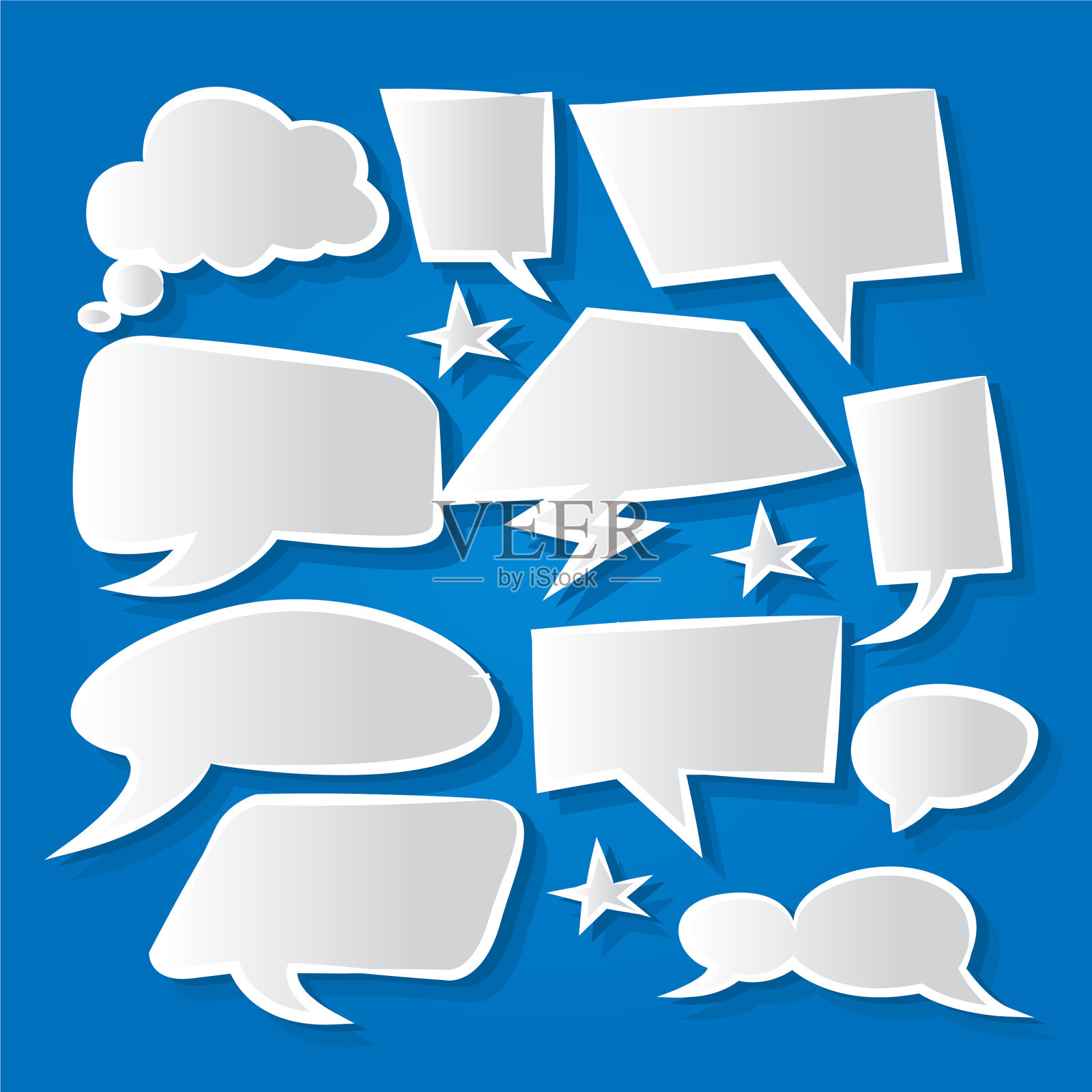 漫画演讲气泡图标收集颜色插画图片素材