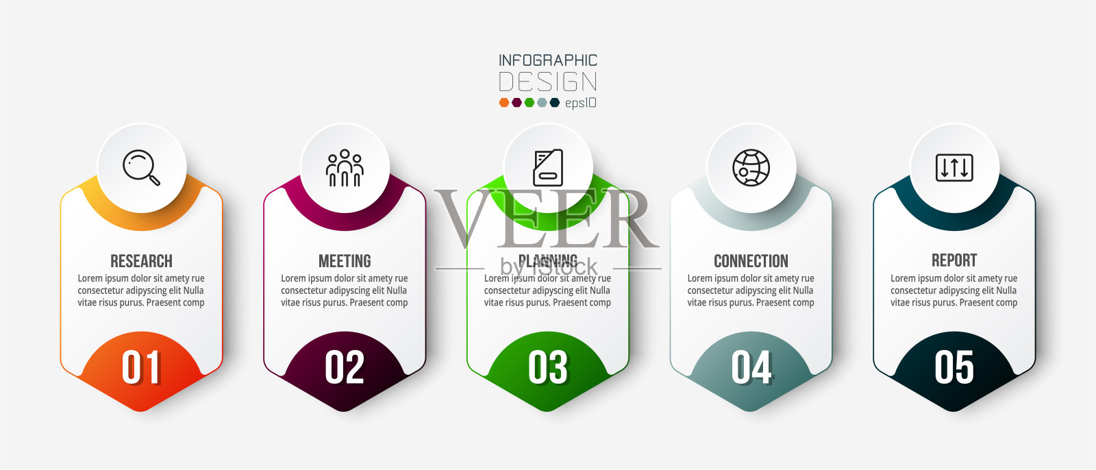 带有步骤或选项设计的信息图表业务模板。插画图片素材