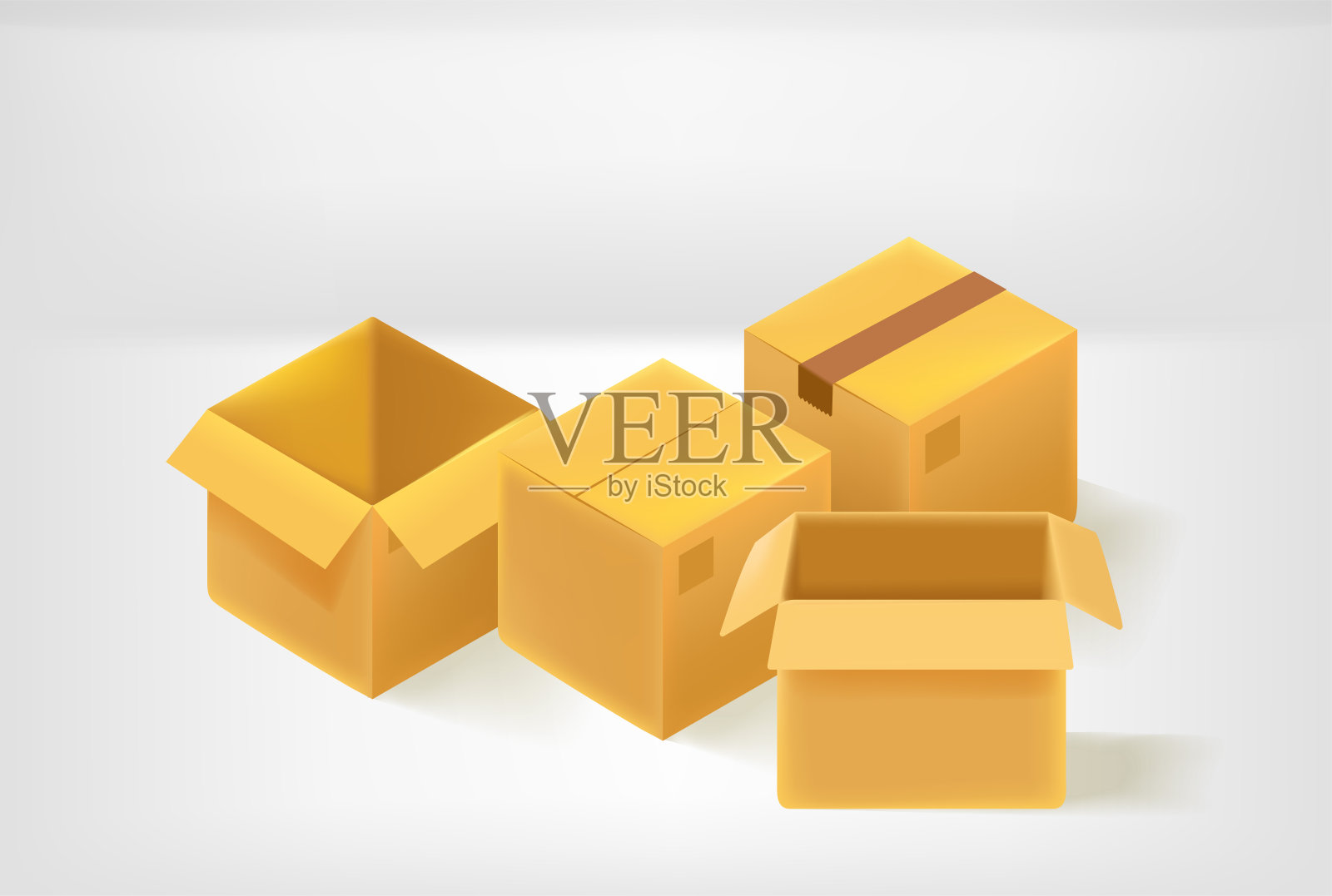 明亮的房间里的3D风格矢量盒插画图片素材