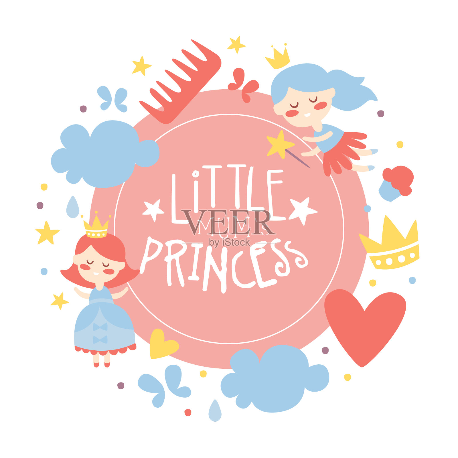 小公主横幅模板沐浴和插画图片素材