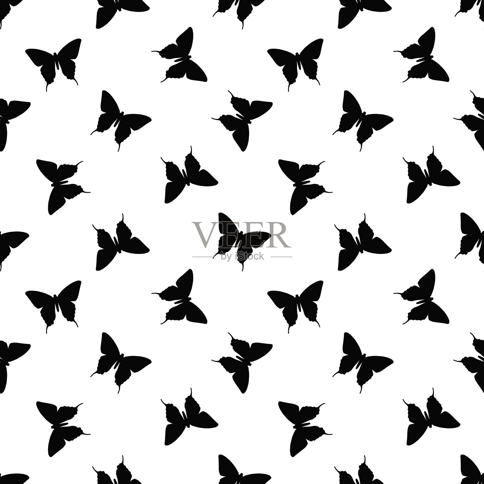 黑白相间的图案重复蝴蝶插画图片素材