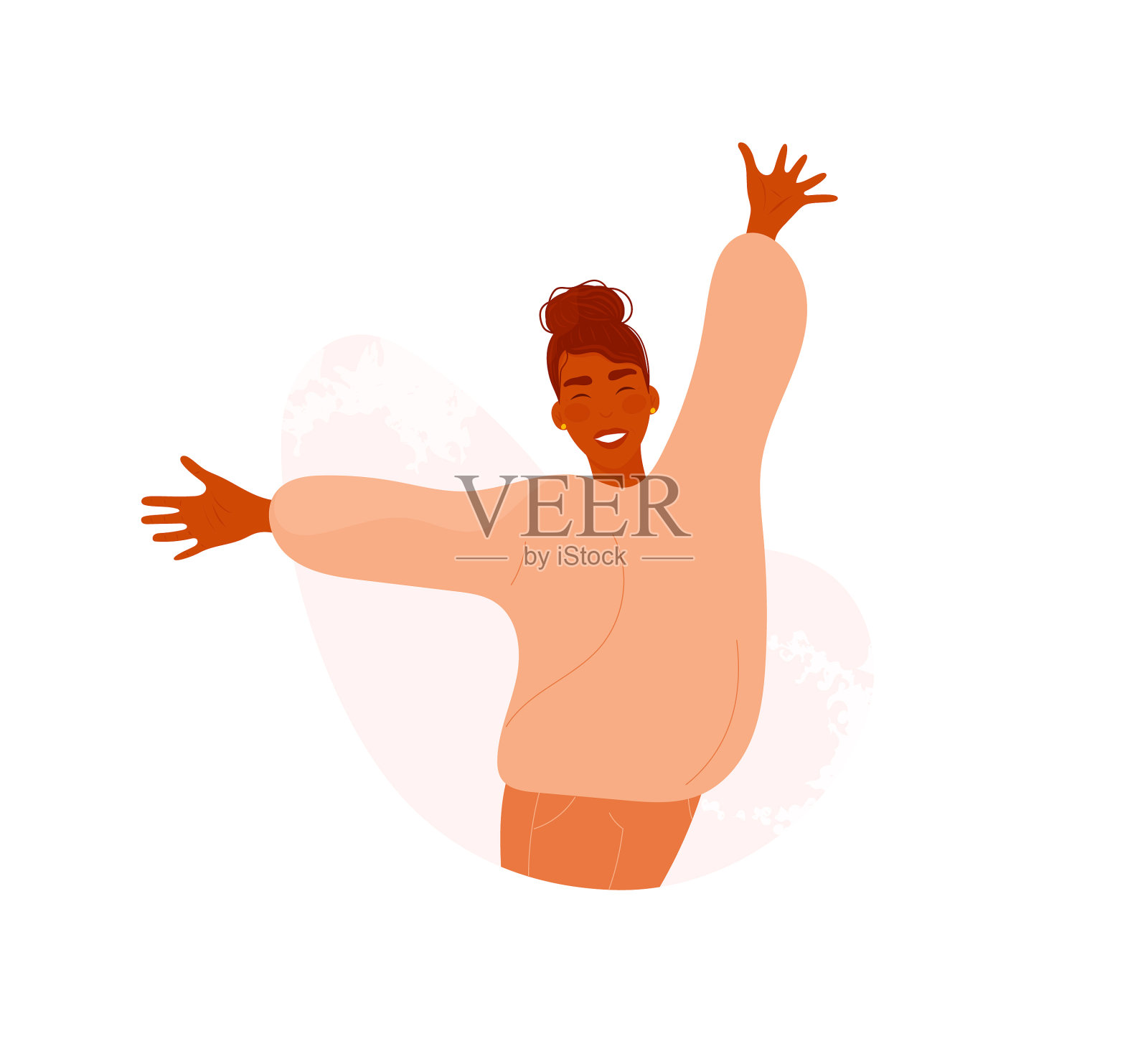 快活的女人伸出双臂孤立着设计元素图片