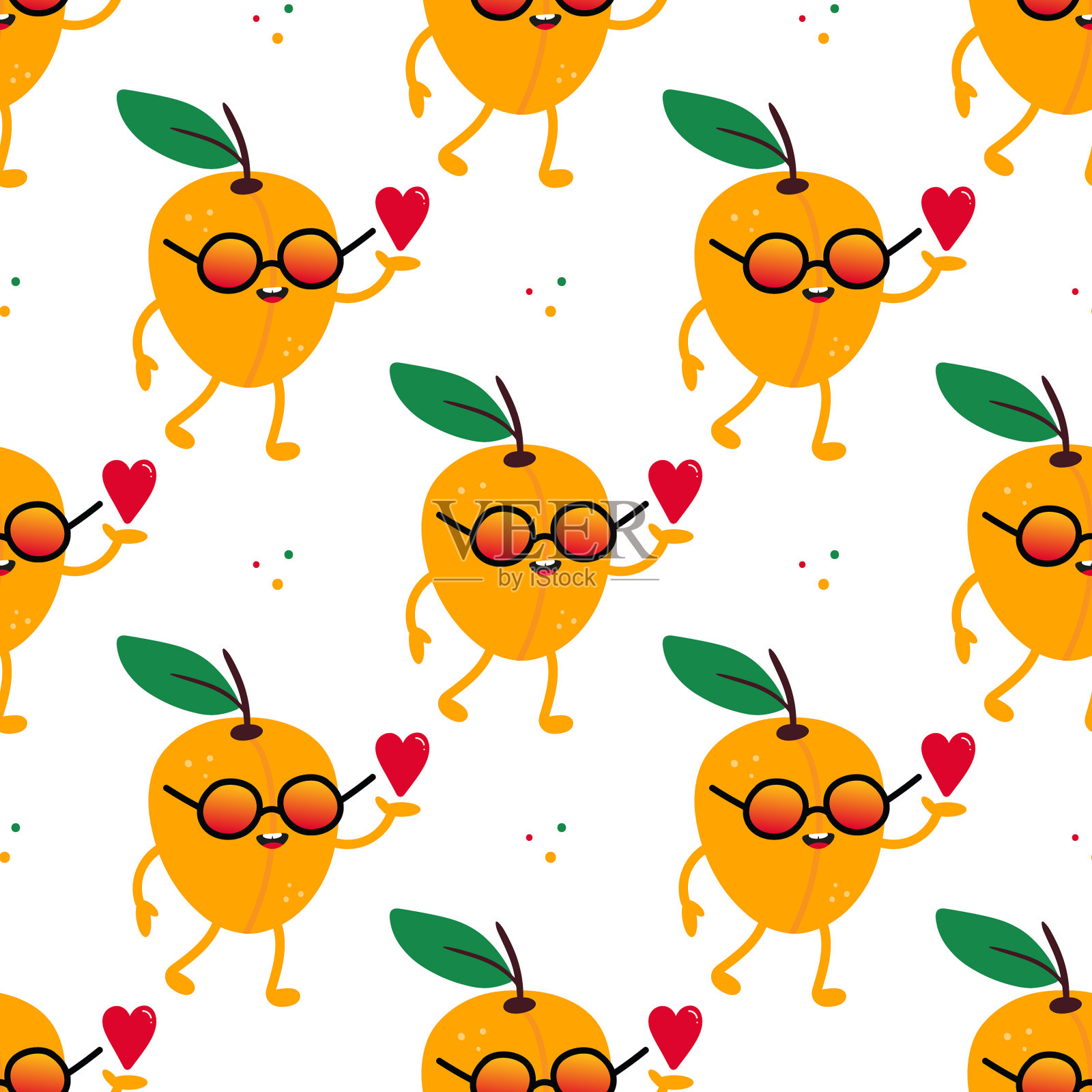 杏字捧红心形图案插画图片素材