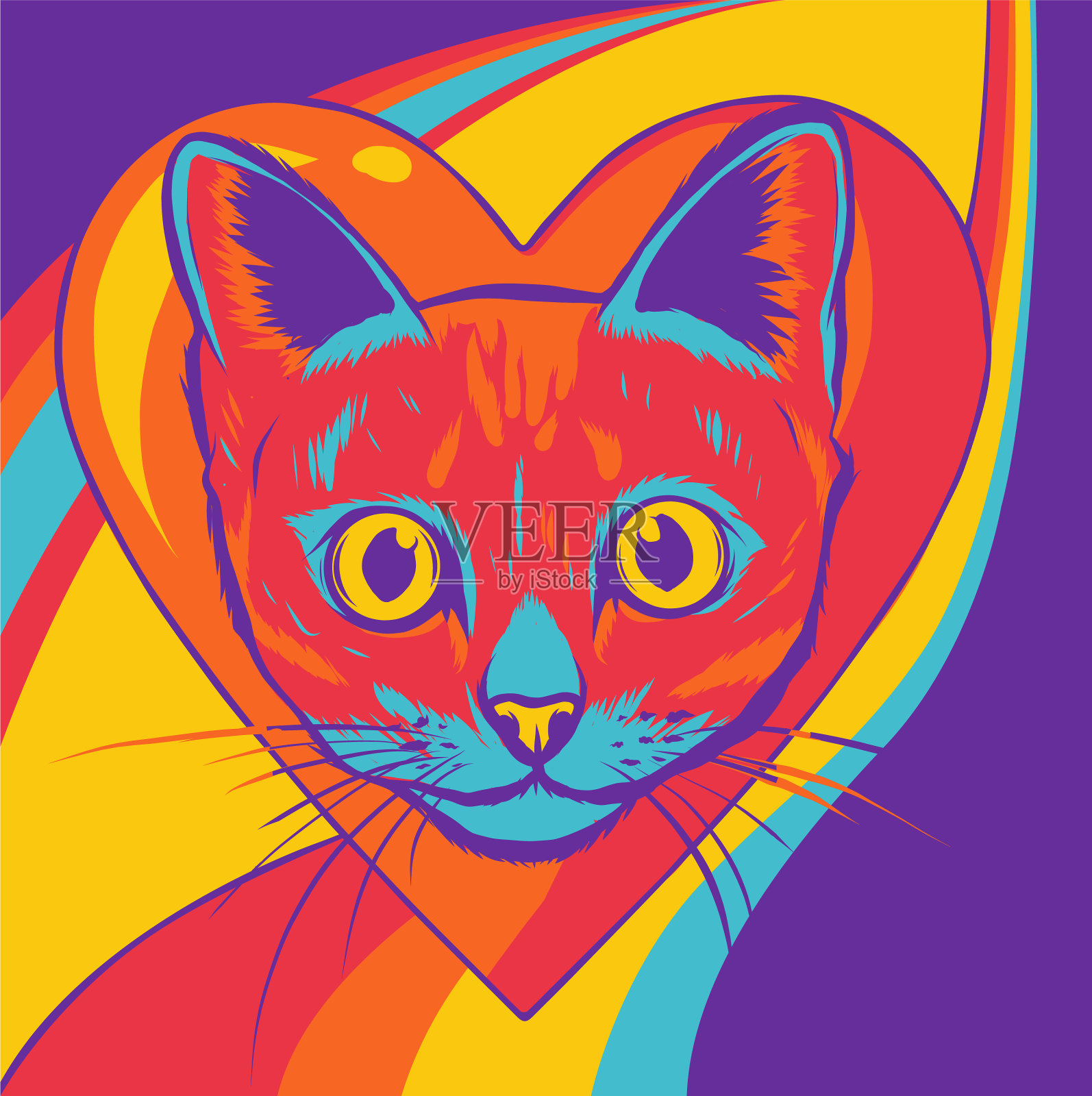 猫头卡通风格插画图片素材