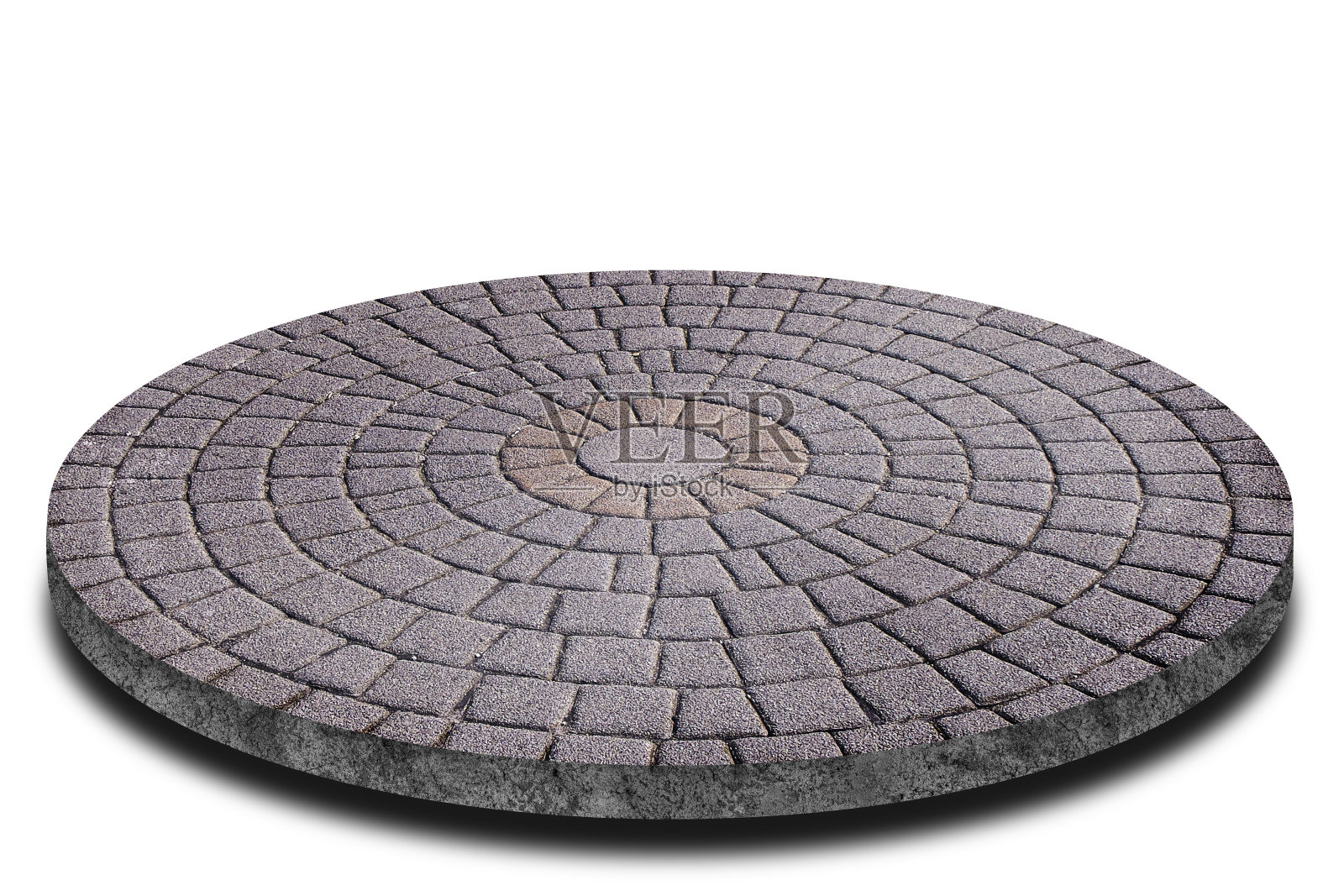 侧视图混凝土人行道或人行道上的白色背景。照片摄影图片