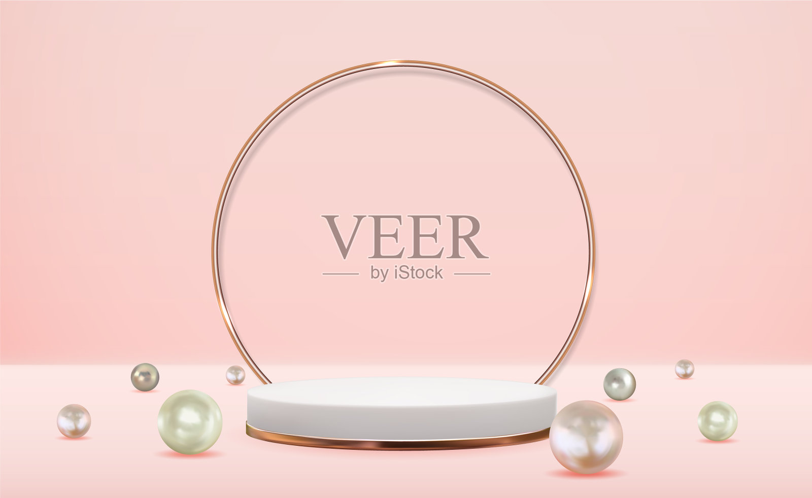 逼真的3d后方基座与黄金玻璃插画图片素材