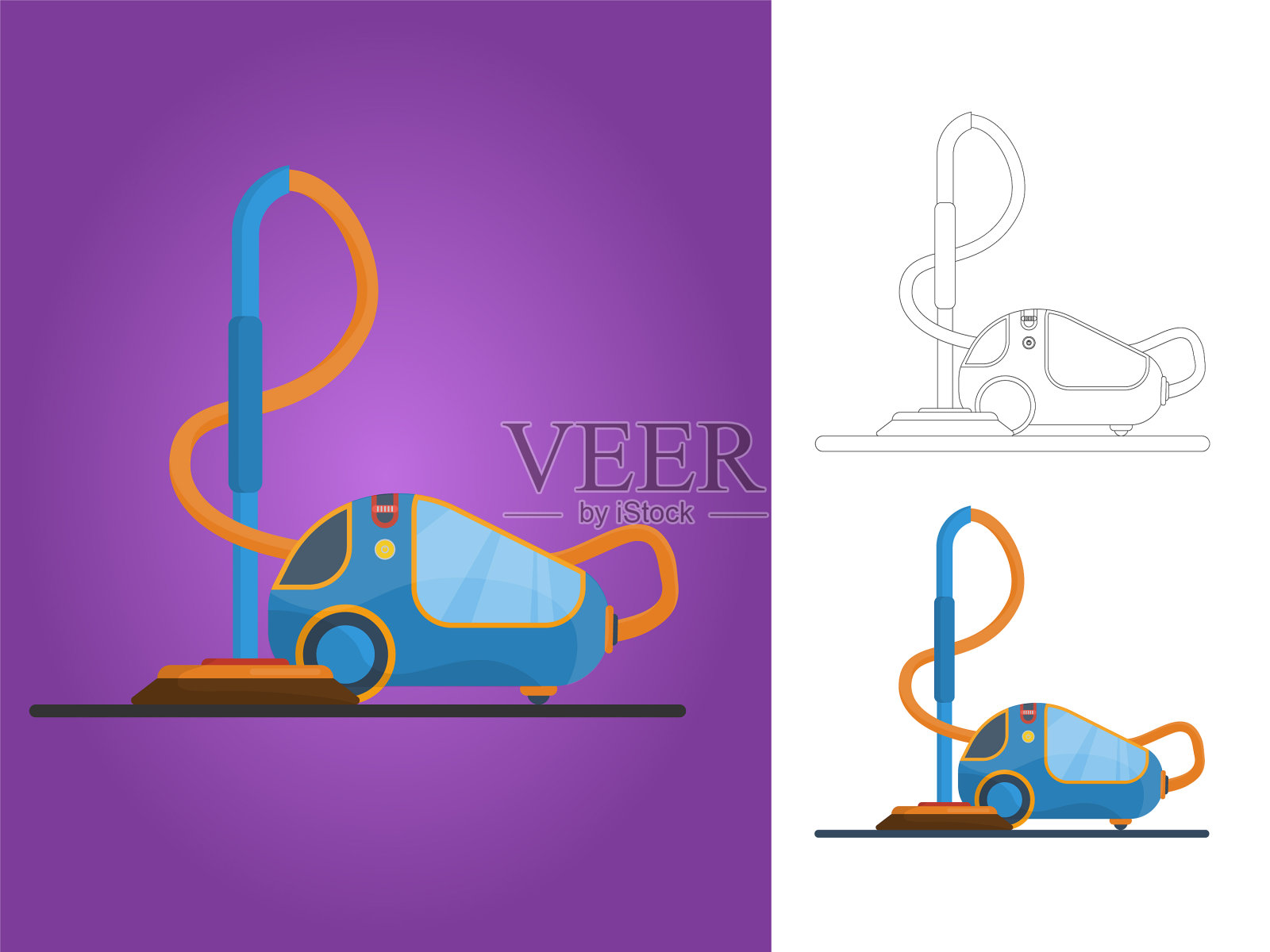 一个现代的真空吸尘器平面设计图标插画图片素材