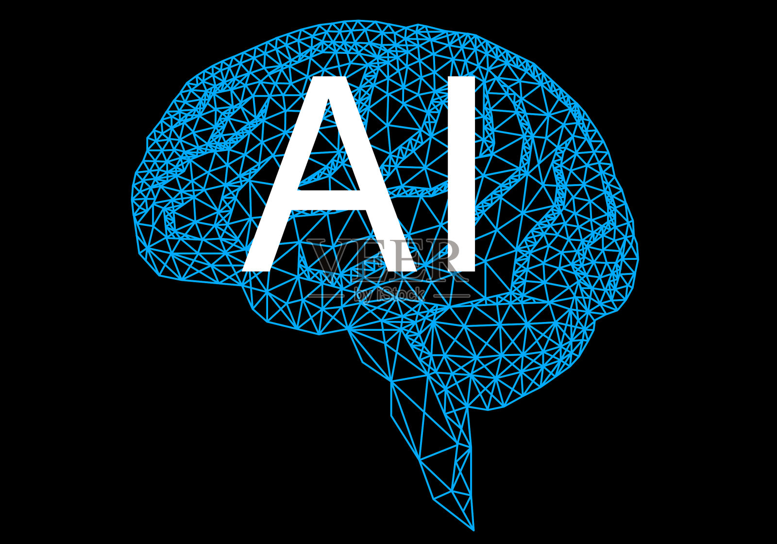 人工智能几何人脑插画图片素材