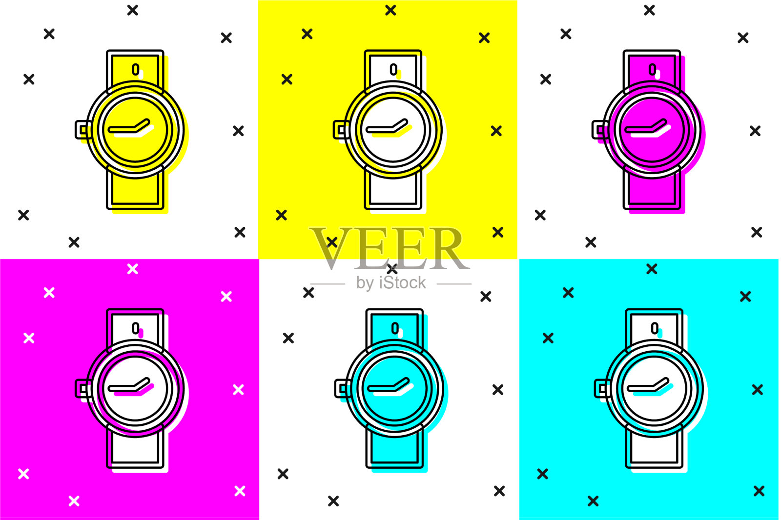 设置手表图标孤立的颜色背景图标素材