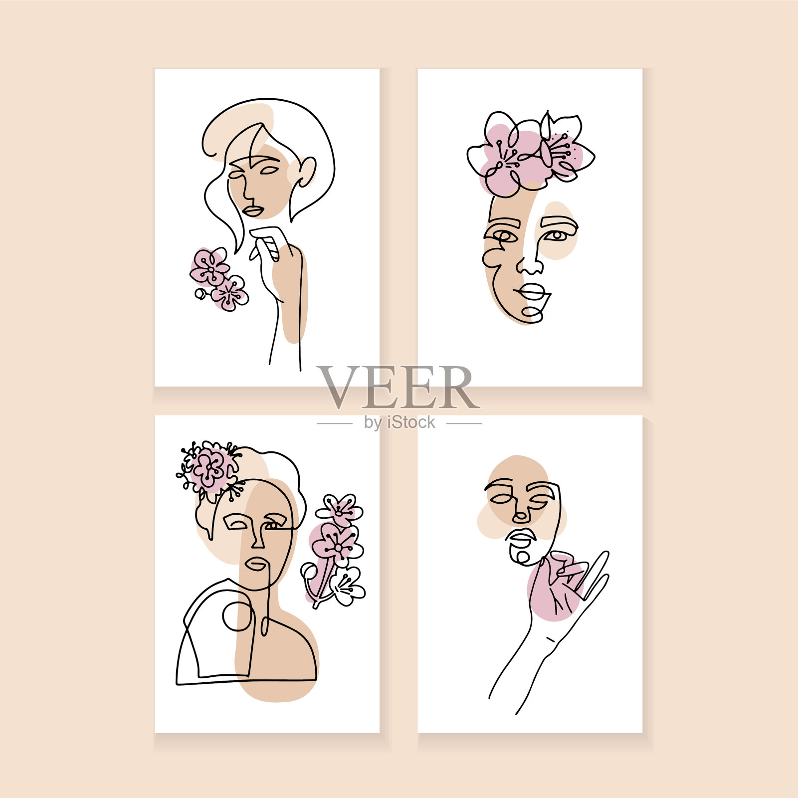 设置a4简约海报一条线画设计模板素材