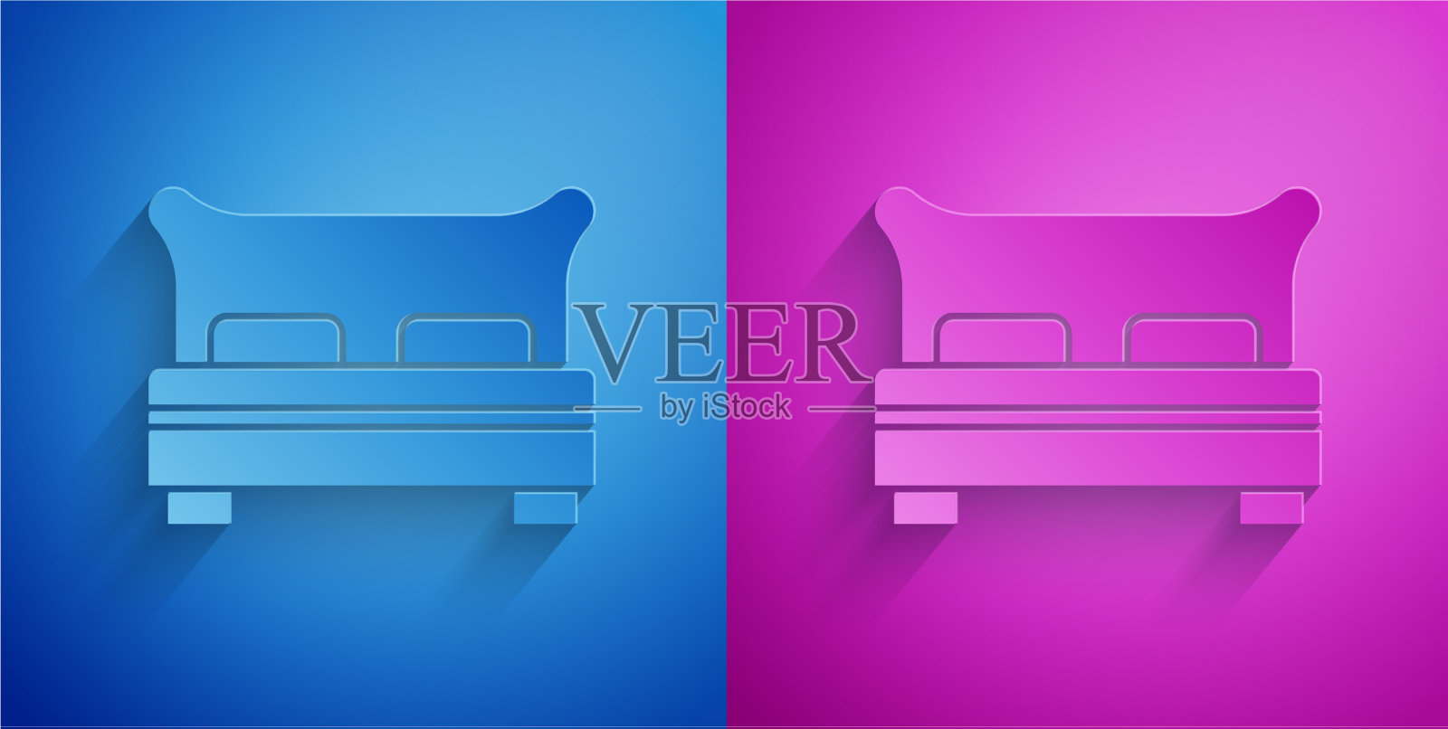 剪纸大床为两人或一人的图标插画图片素材