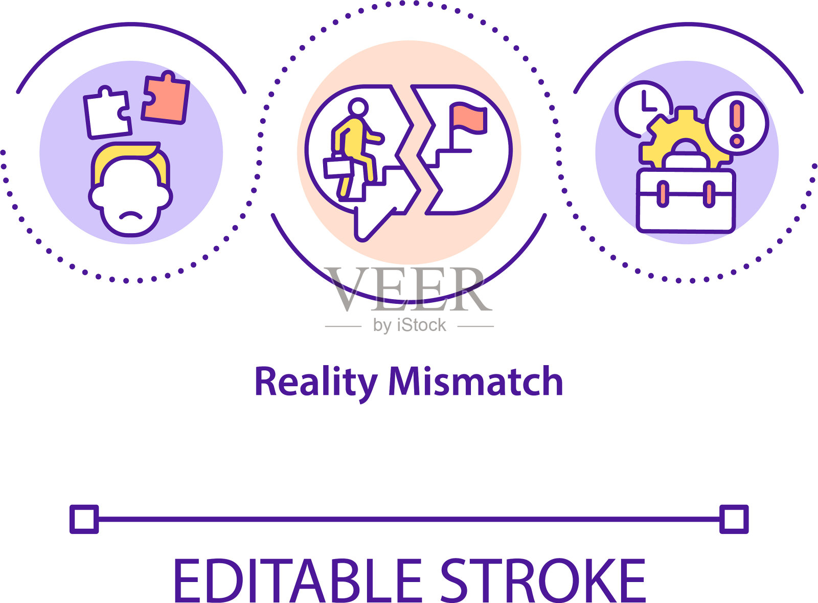 现实不匹配概念图标插画图片素材