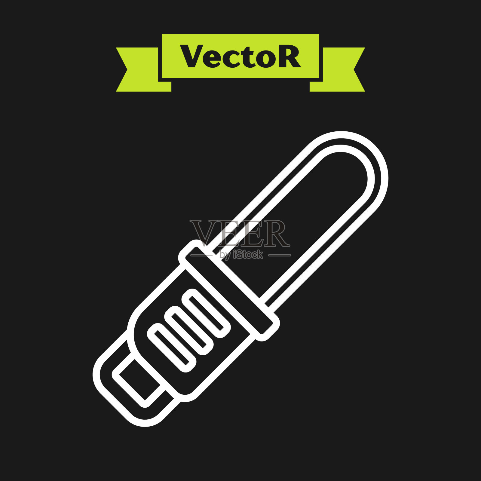 白色线链锯图标孤立在黑色设计元素图片