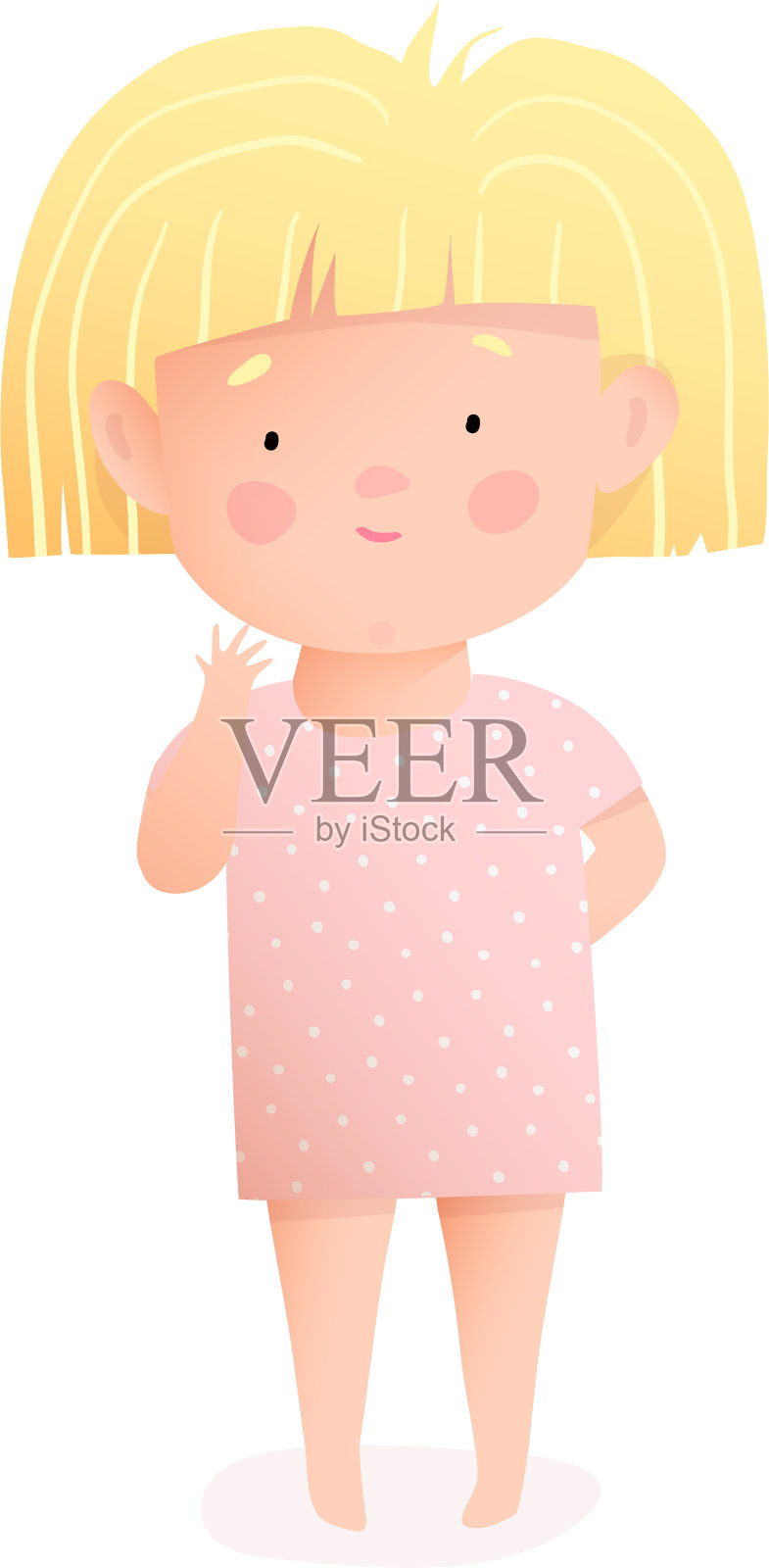 小女孩卡通儿童水彩画风格设计元素图片