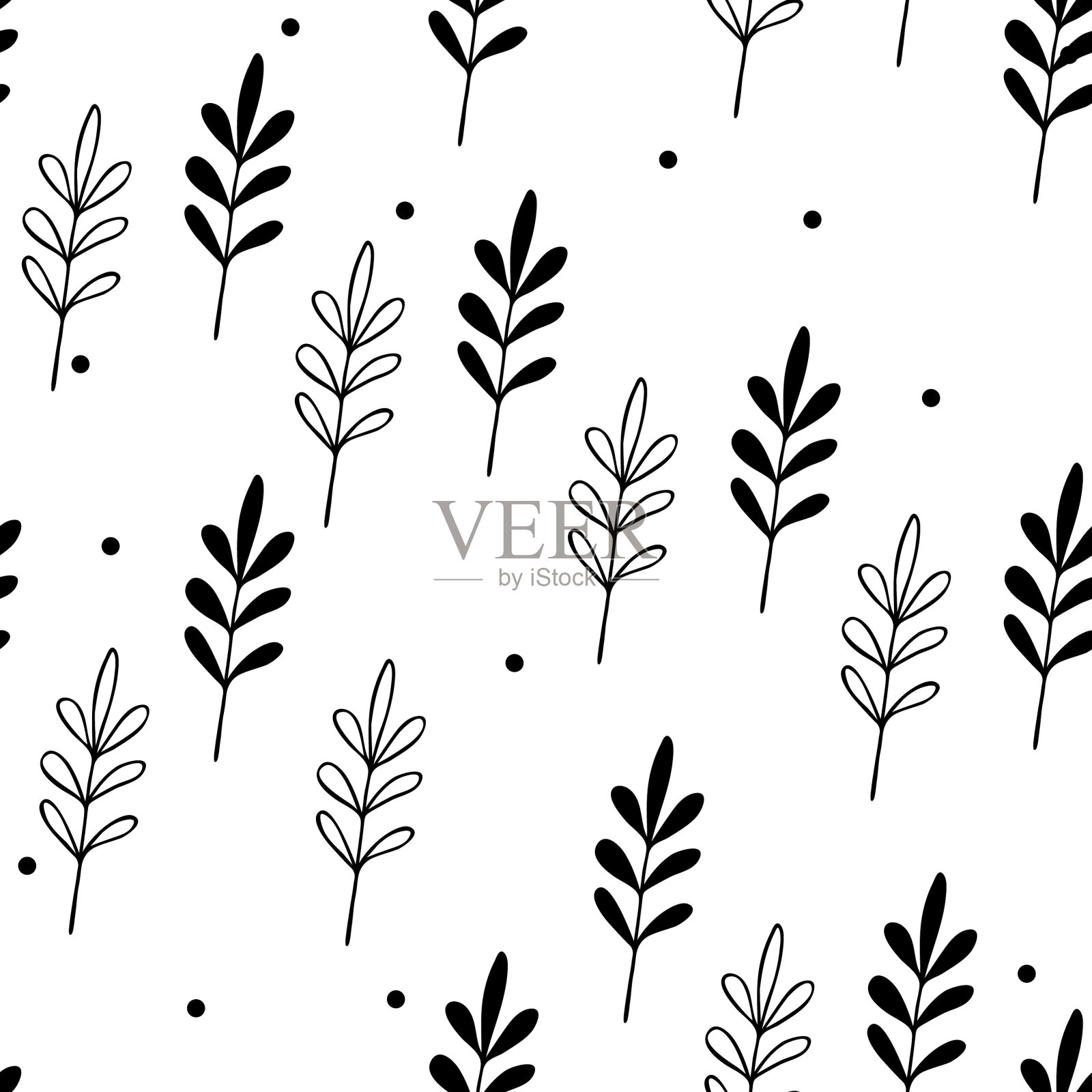 花的无缝图案与枝在白色上插画图片素材