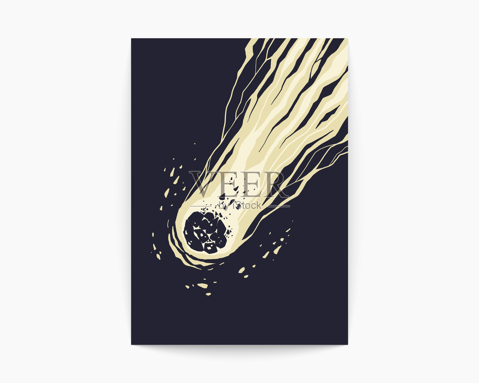 格朗基流星在太空中勾勒出壮观的彗星插画图片素材