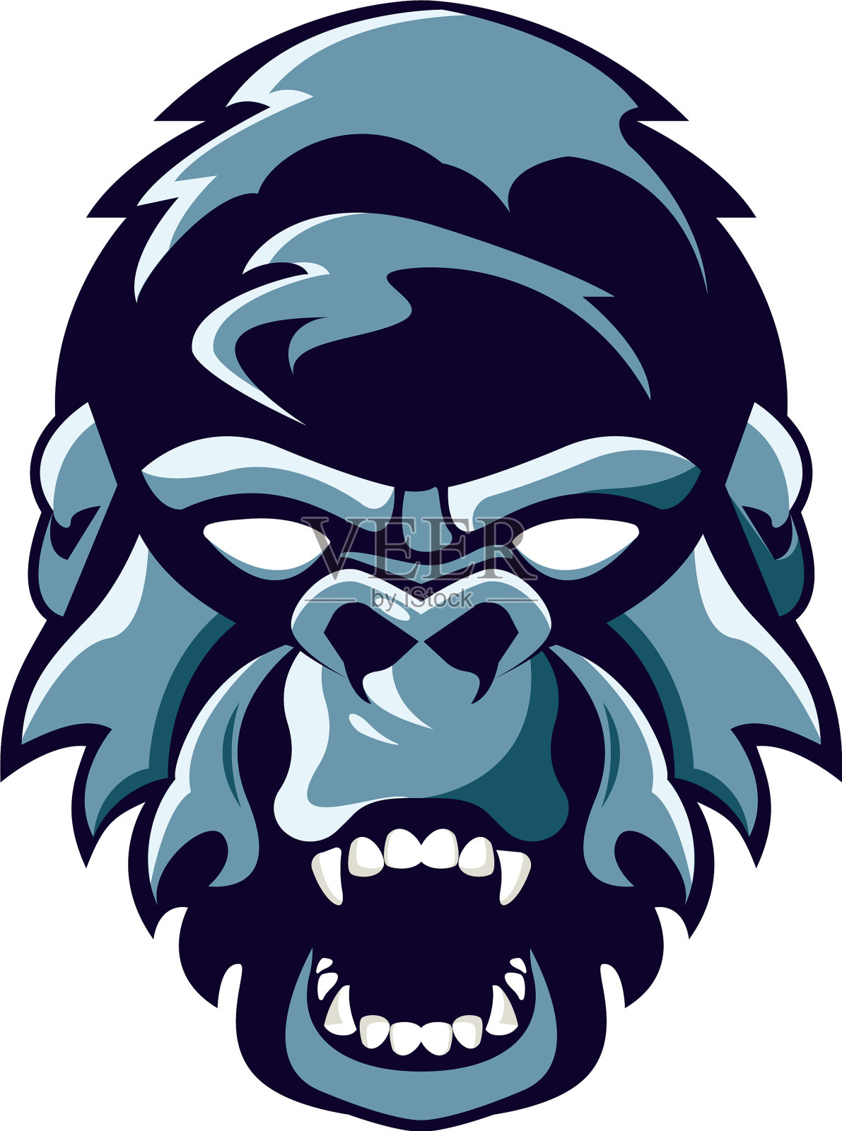 野生大猩猩动物头部呈灰色图标插画图片素材