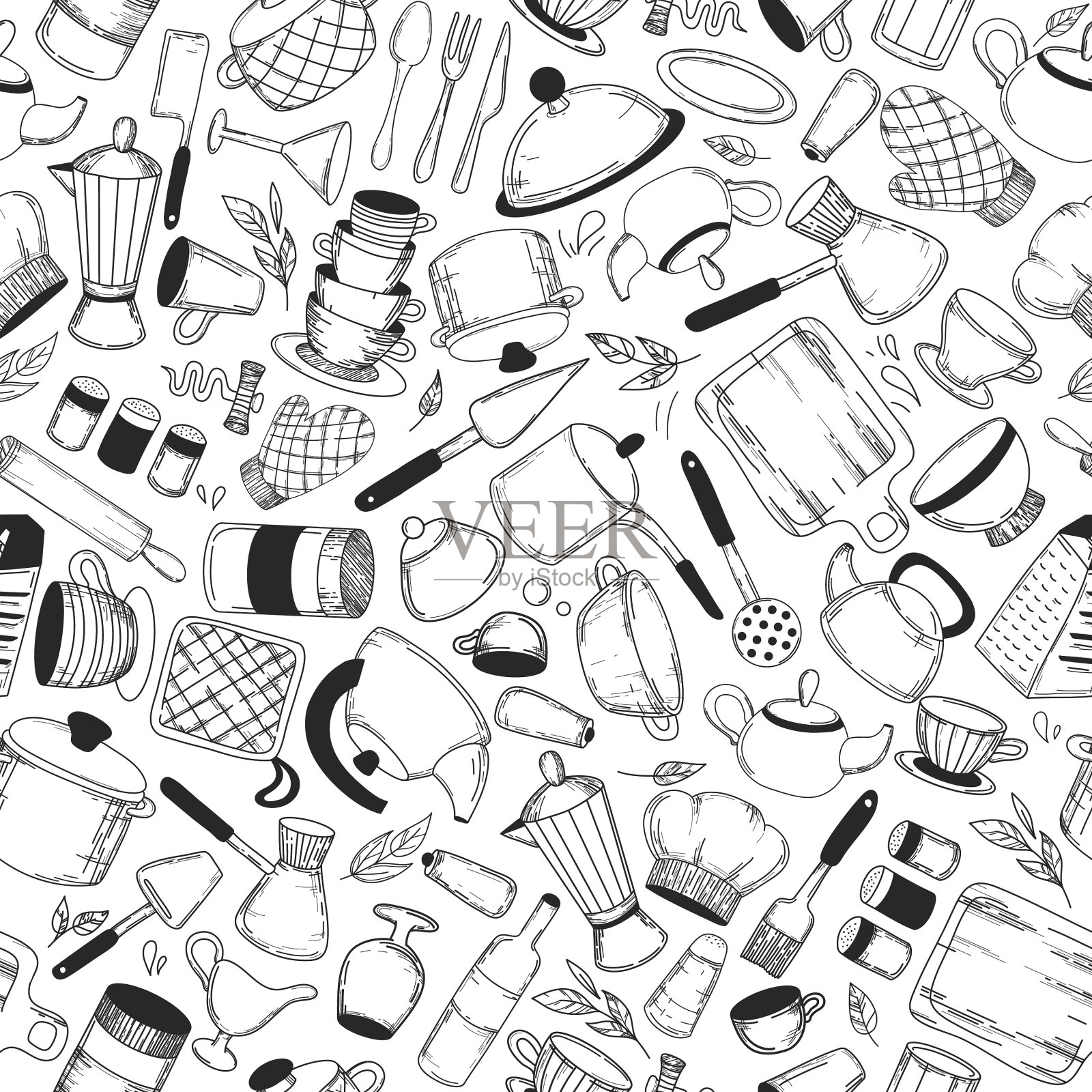 厨师用具，美食，质地插画图片素材