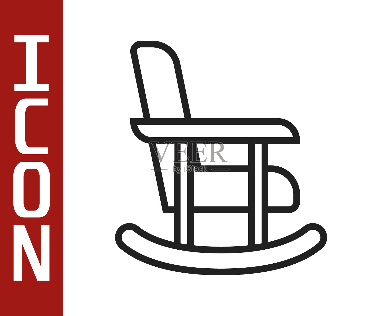 黑线摇椅图标孤立在白色背景。向量插画图片素材